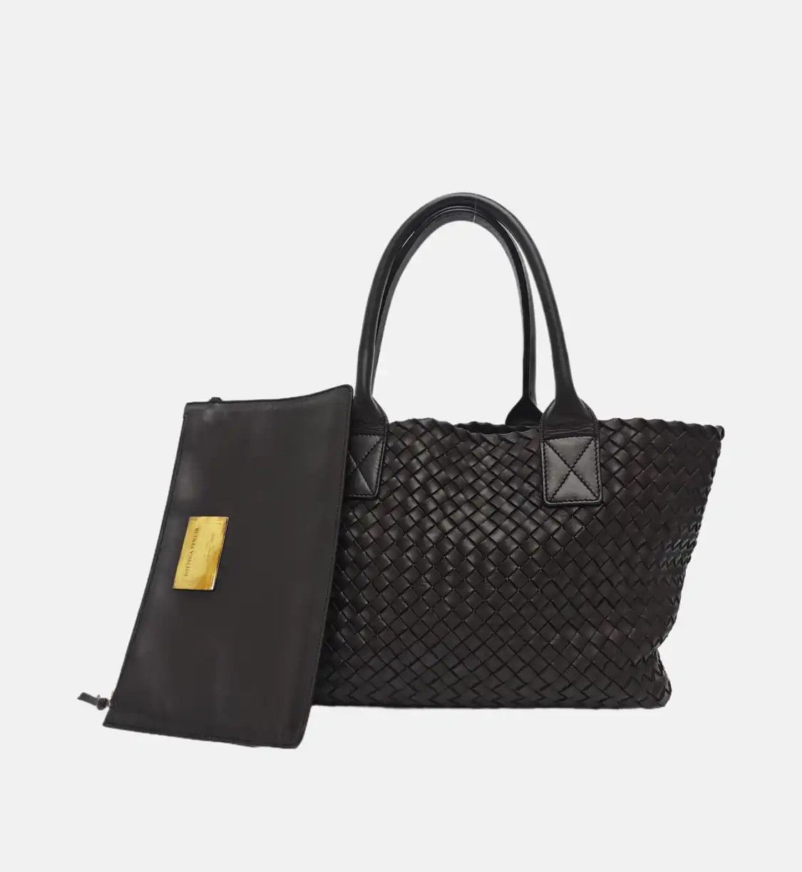 Bottega Veneta BOTTEGA VENETA Cabat dark brownsheepskin woven handbag gold hardware sub-pocket Size ONE SIZE - 8 Thumbnail
