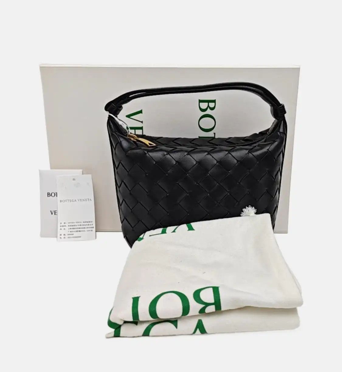 Bottega Veneta BOTTEGA VENETA Candy Wallace micro black cowhide leather woven handbag gold hard Size ONE SIZE - 7 Thumbnail