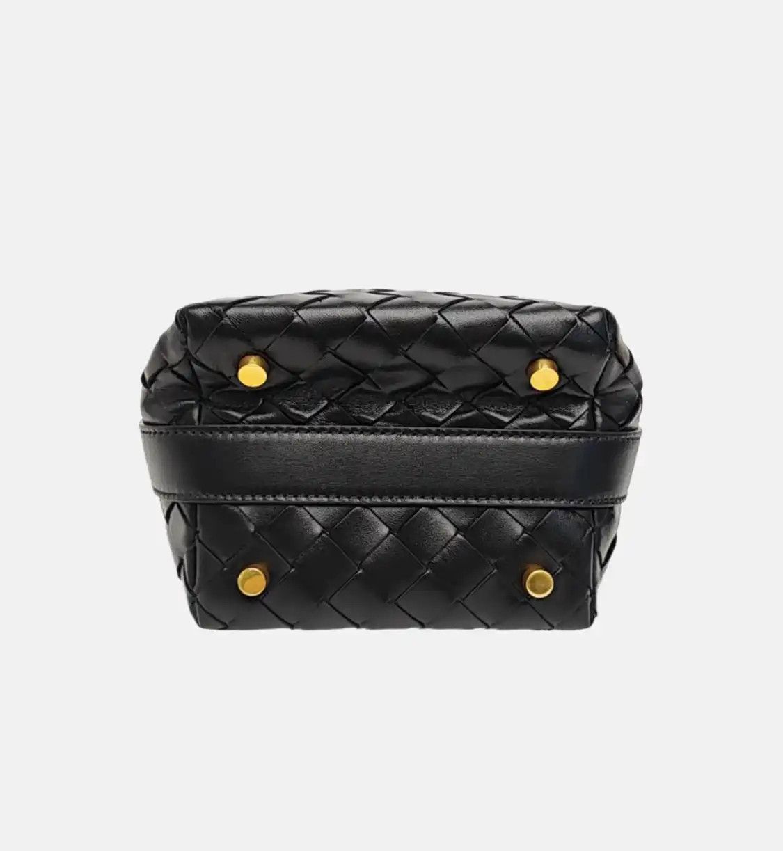 Bottega Veneta BOTTEGA VENETA Candy Wallace micro black cowhide leather woven handbag gold hard Size ONE SIZE - 5 Thumbnail