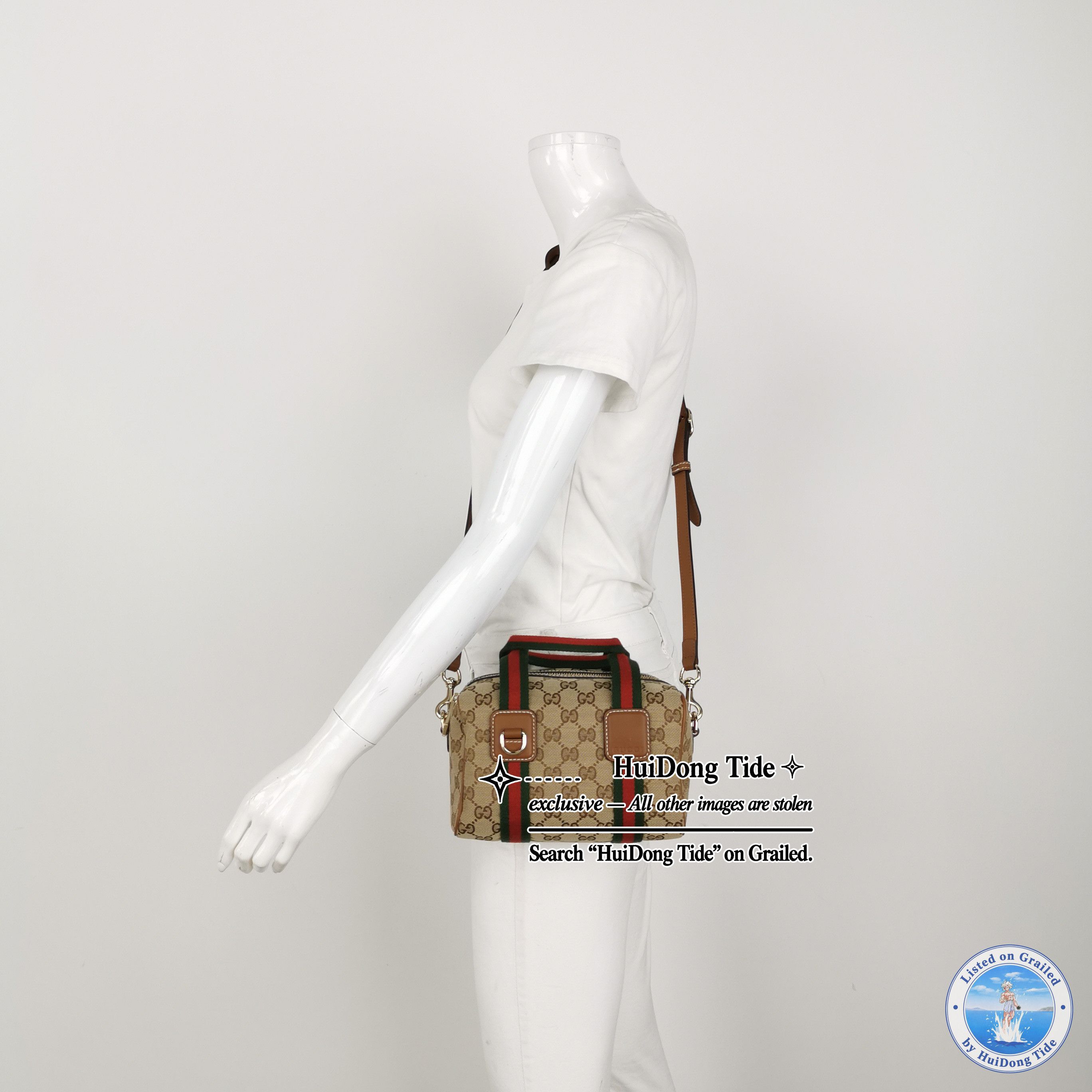 Gucci Gucci Monogram Canvas Web Stripe Handle Bag Size ONE SIZE - 2 Thumbnail