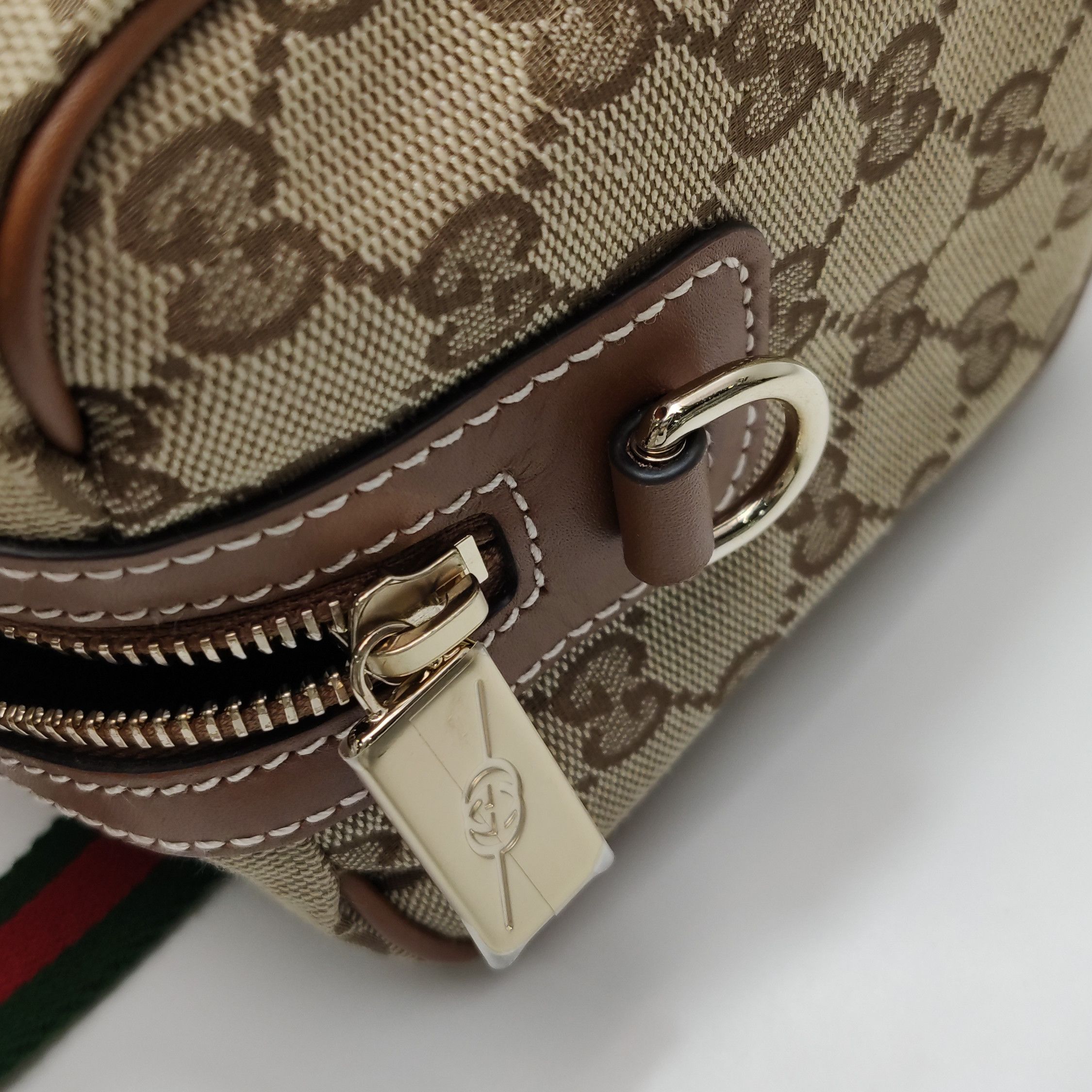 Gucci Gucci Monogram Canvas Web Stripe Handle Bag Size ONE SIZE - 11 Thumbnail