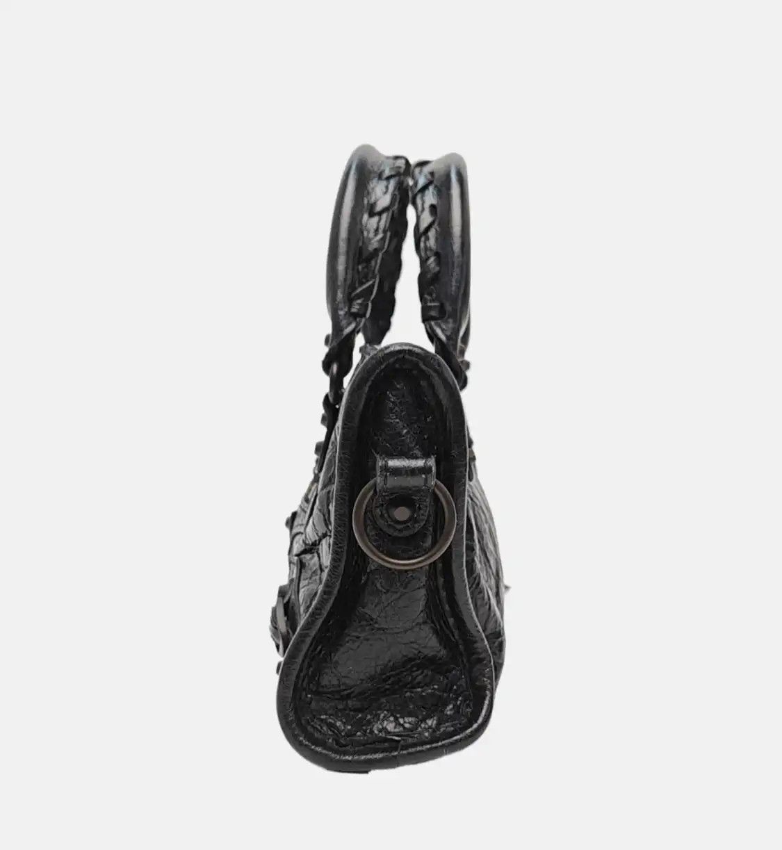 Balenciaga BALENCIAGA Le City Nano black sheepskin stud fringe Motorcycle shoulder bag hand Size ONE SIZE - 3 Thumbnail