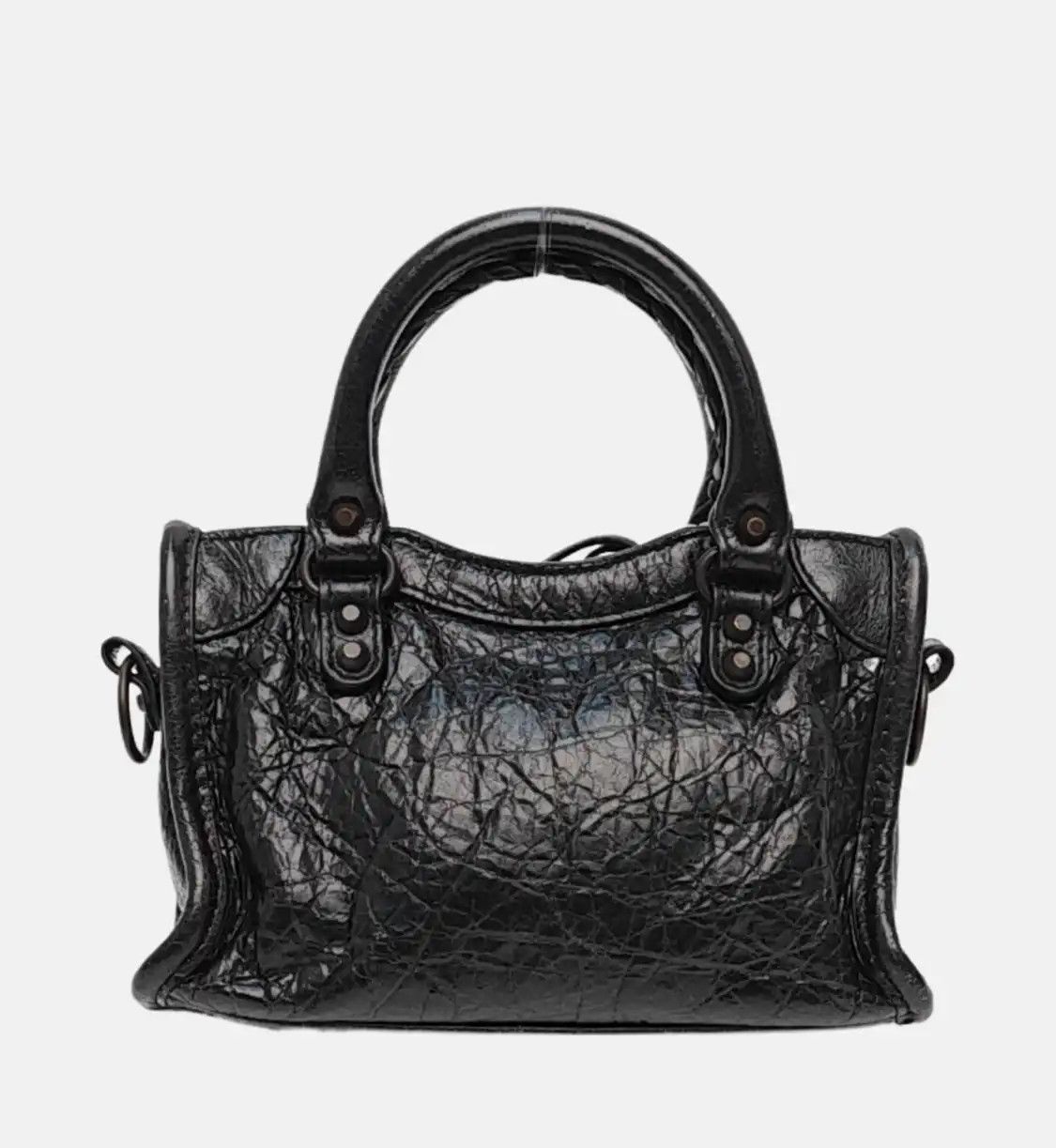 Balenciaga BALENCIAGA Le City Nano black sheepskin stud fringe Motorcycle shoulder bag hand Size ONE SIZE - 5 Thumbnail