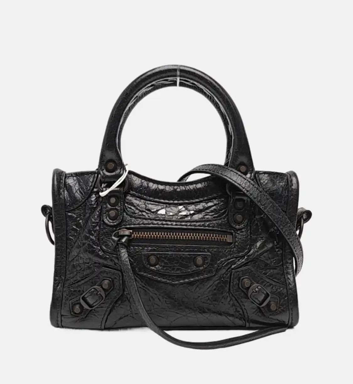 Balenciaga BALENCIAGA Le City Nano black sheepskin stud fringe Motorcycle shoulder bag hand Size ONE SIZE - 8 Thumbnail