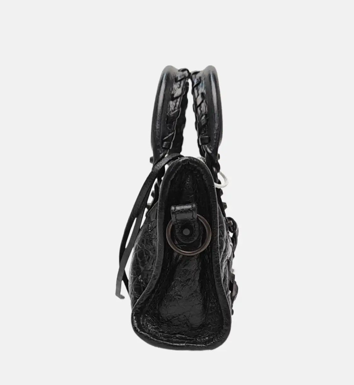 Balenciaga BALENCIAGA Le City Nano black sheepskin stud fringe Motorcycle shoulder bag hand Size ONE SIZE - 4 Thumbnail