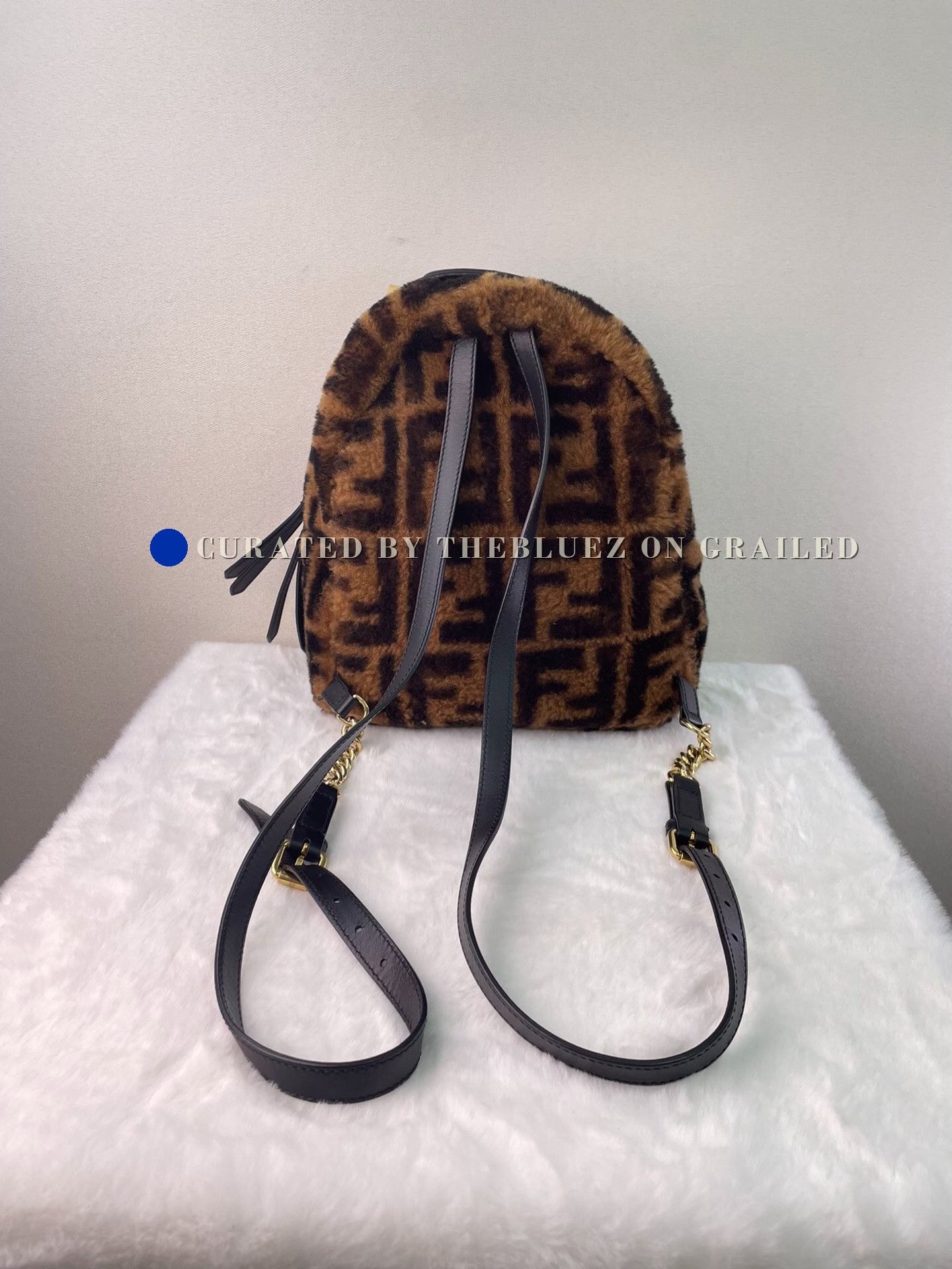 Fendi Fendi Classic Logo Shearling Leather Mini Backpack Size ONE SIZE - 2 Thumbnail