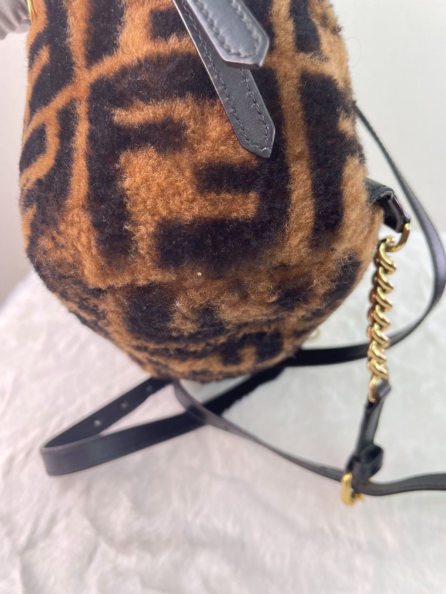 Fendi Fendi Classic Logo Shearling Leather Mini Backpack Size ONE SIZE - 8 Thumbnail