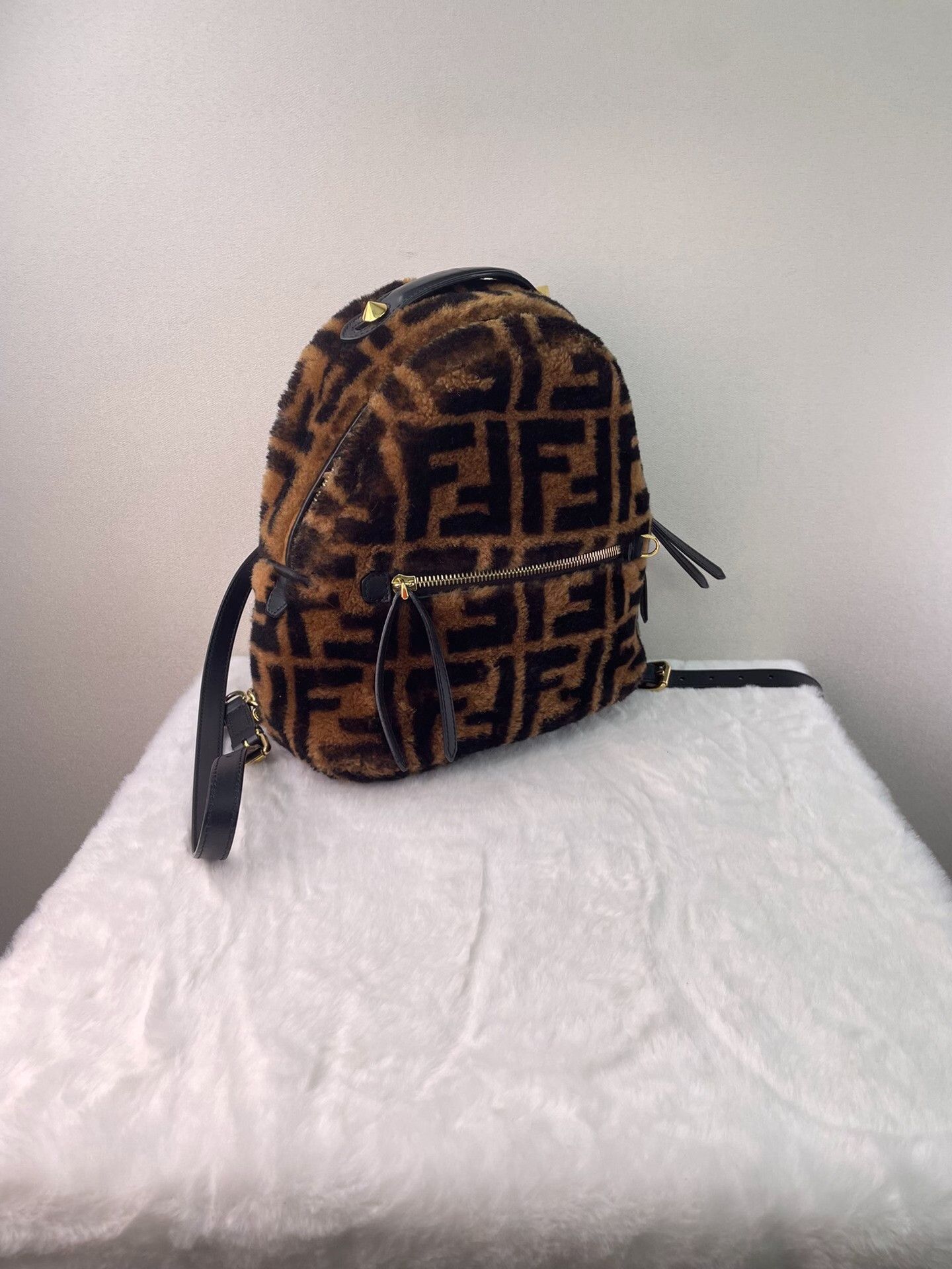 Fendi Fendi Classic Logo Shearling Leather Mini Backpack Size ONE SIZE - 5 Thumbnail