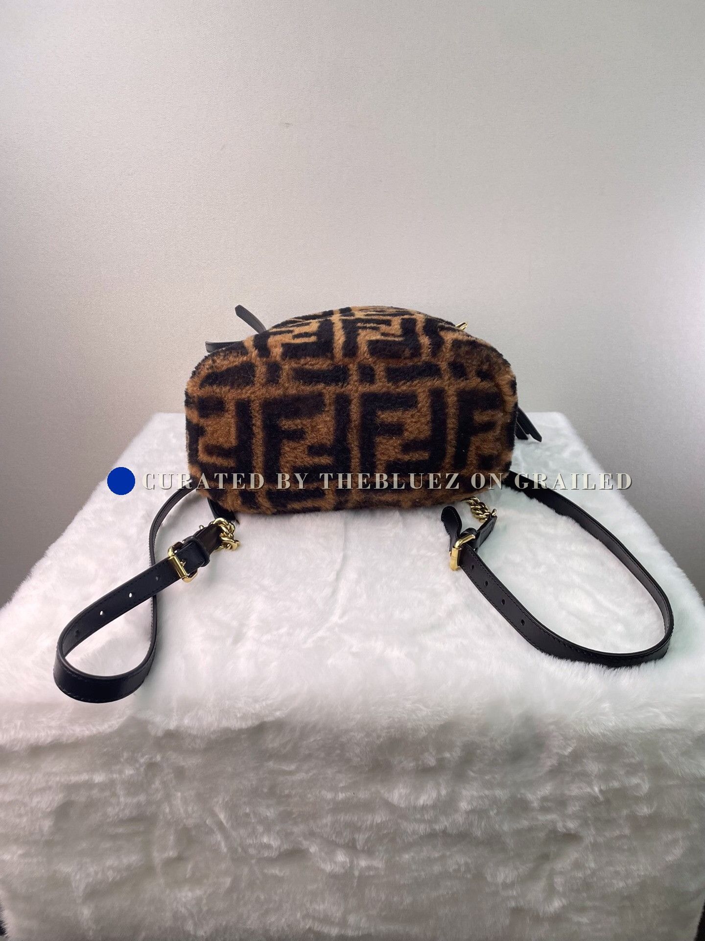 Fendi Fendi Classic Logo Shearling Leather Mini Backpack Size ONE SIZE - 4 Thumbnail