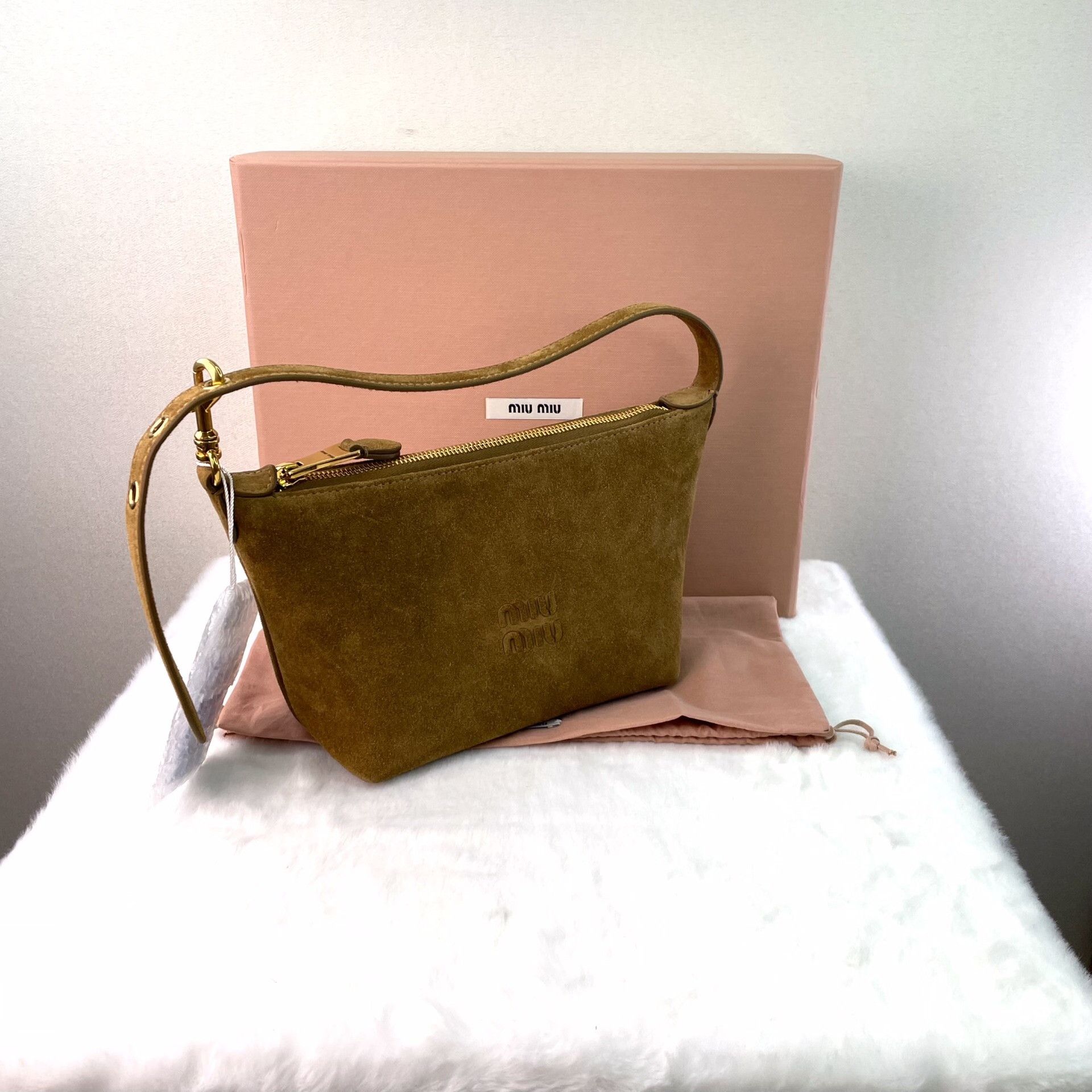 Miu Miu Miu Miu Olive Suede Mini Shoulder Bag Size ONE SIZE - 6 Thumbnail