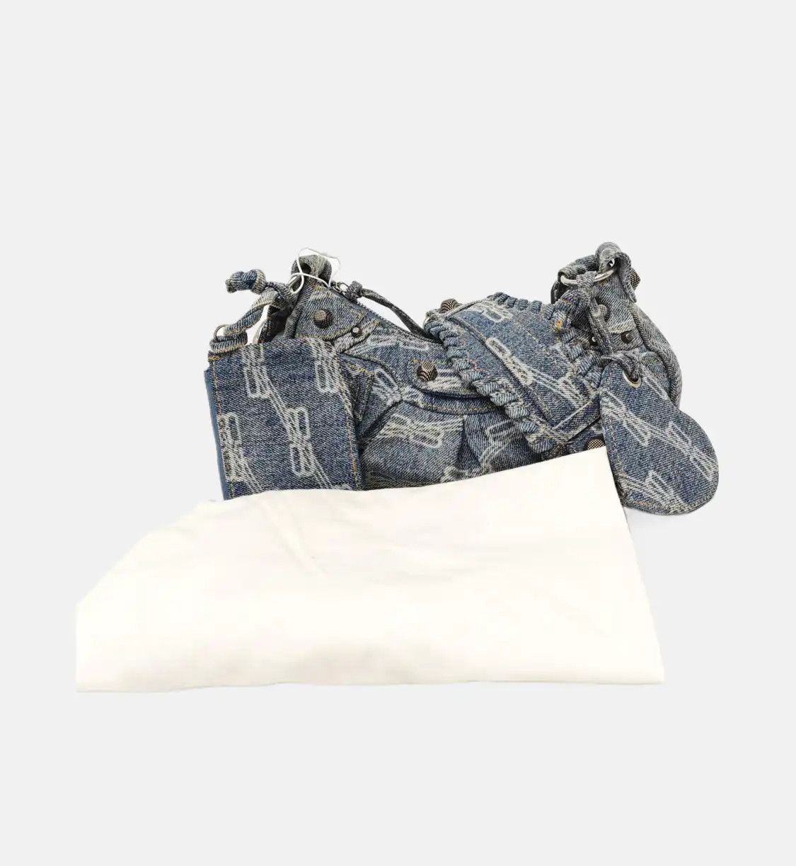 Balenciaga BALENCIAGA Le Cagole light blue denim stud jacquard Motorcycle shoulder bag hand Size ONE SIZE - 8 Thumbnail