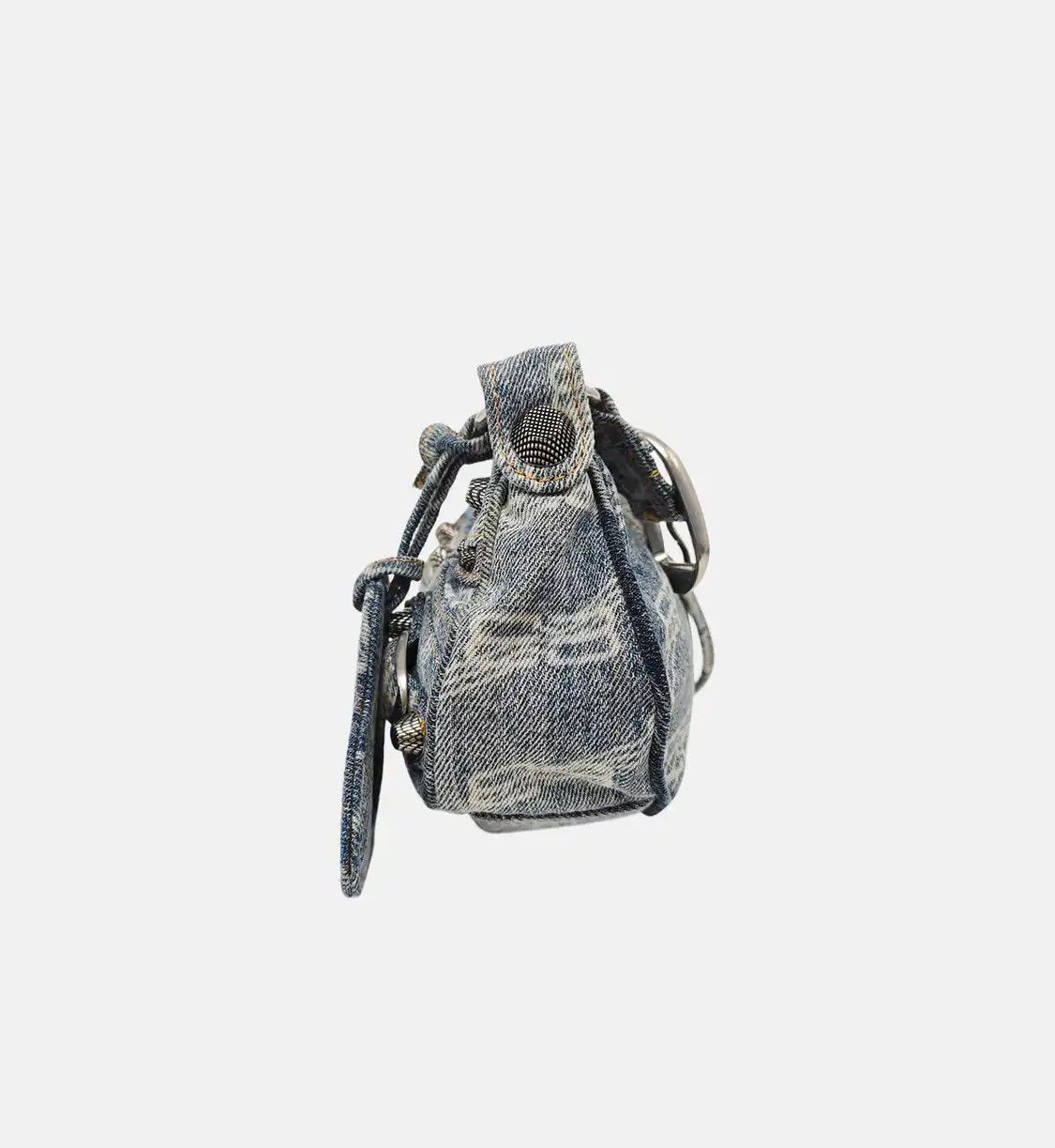Balenciaga BALENCIAGA Le Cagole light blue denim stud jacquard Motorcycle shoulder bag hand Size ONE SIZE - 3 Thumbnail