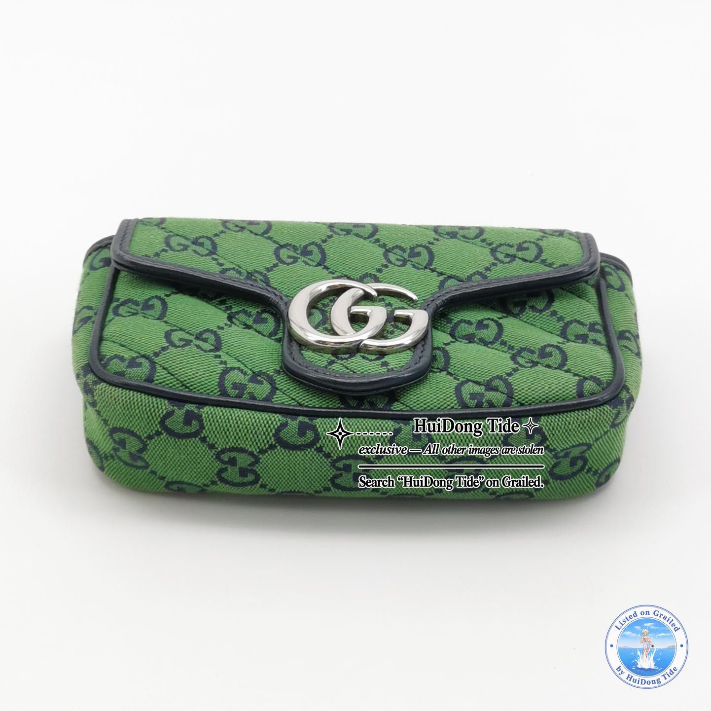 Gucci Gucci GG Marmont Green Canvas Shoulder Bag Size ONE SIZE - 4 Thumbnail