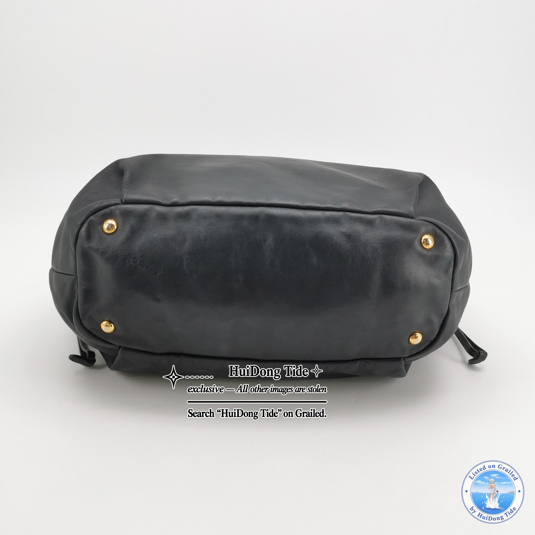 Prada Prada Black Leather Logo Shoulder Bag Size ONE SIZE - 6 Thumbnail