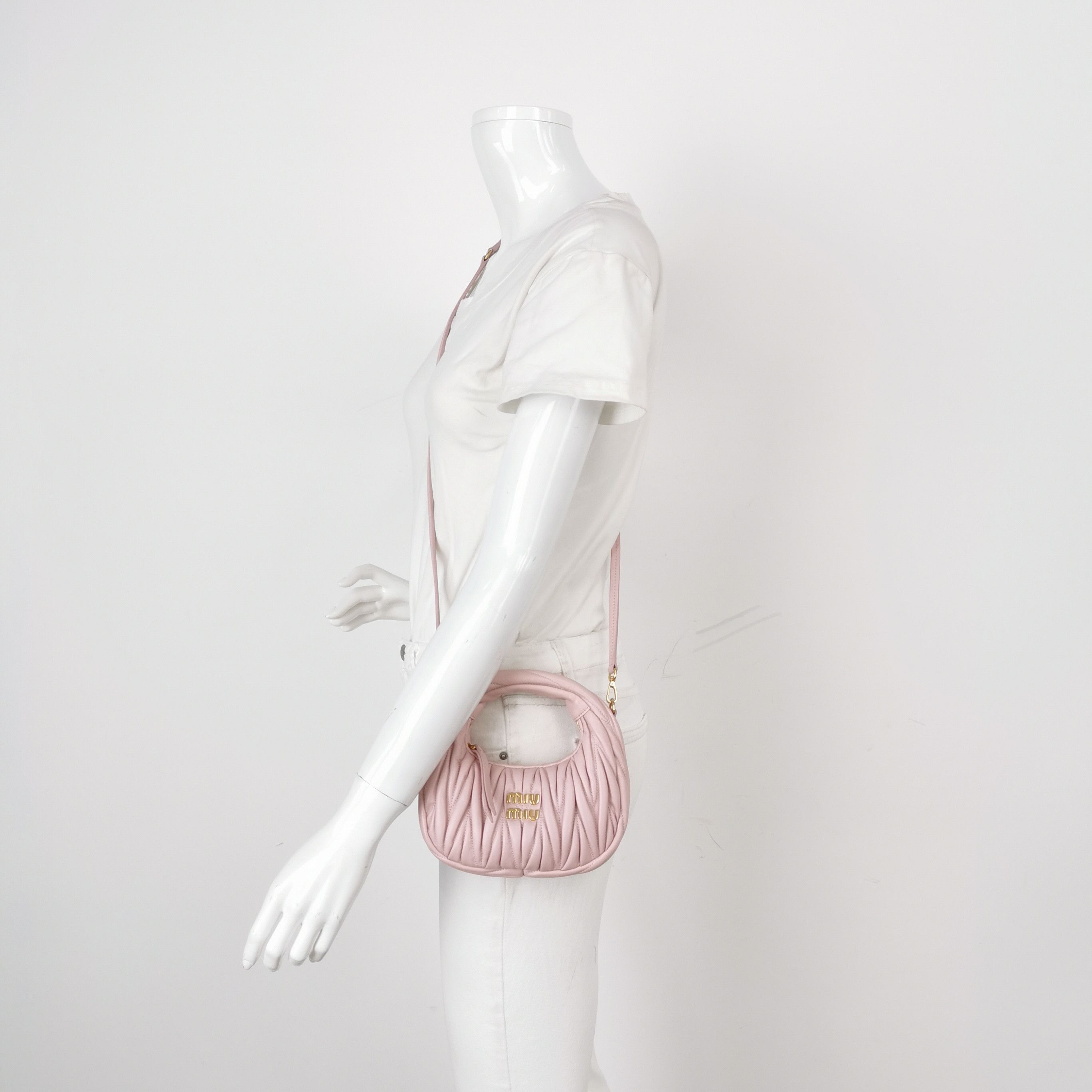 Miu Miu Miu Miu Wander Matelassé Leather Mini Bag Pink Size ONE SIZE - 2 Thumbnail