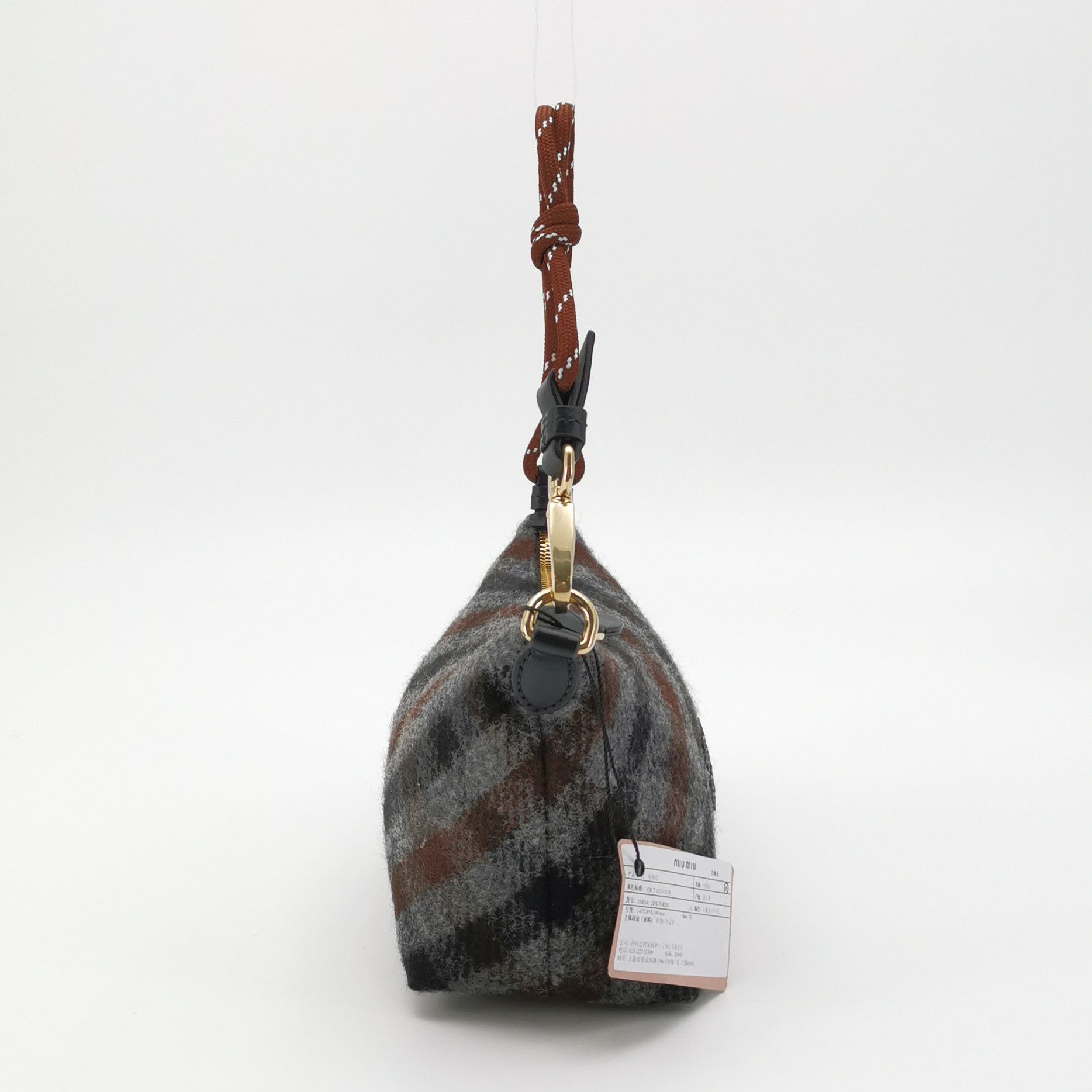 Miu Miu Miu Miu Plaid Wool Shoulder Bag One Size Size ONE SIZE - 4 Thumbnail