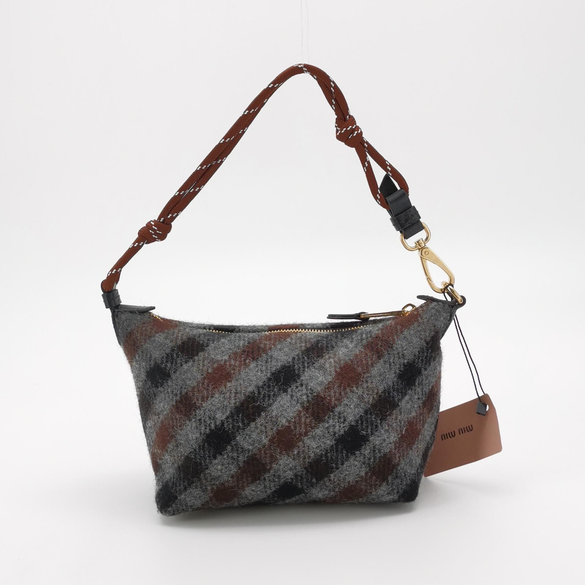 Miu Miu Miu Miu Plaid Wool Shoulder Bag One Size Size ONE SIZE - 5 Thumbnail
