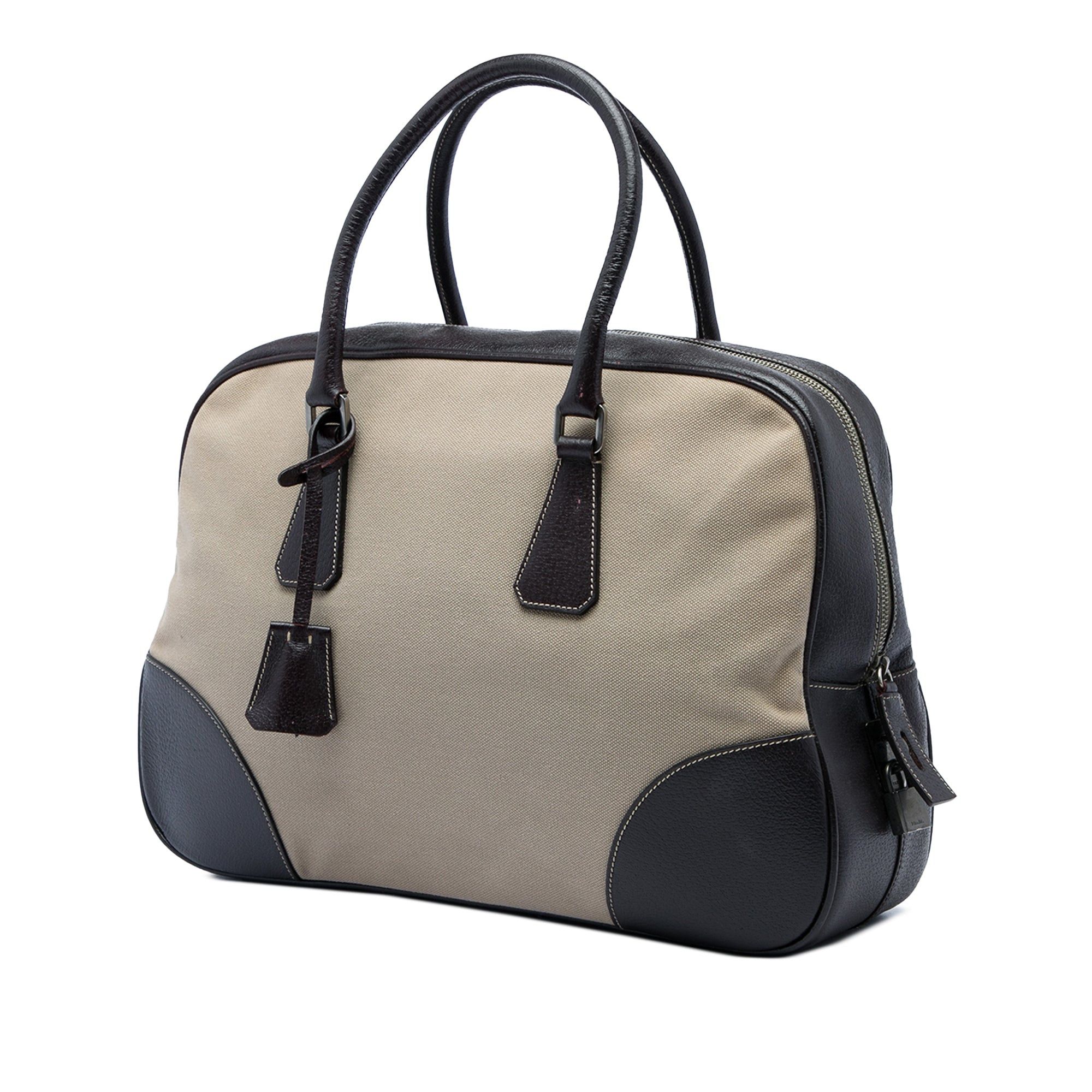 Prada Cinghiale Trimmed Canvas Canapa Bauletto Bag Size ONE SIZE - 2 Thumbnail
