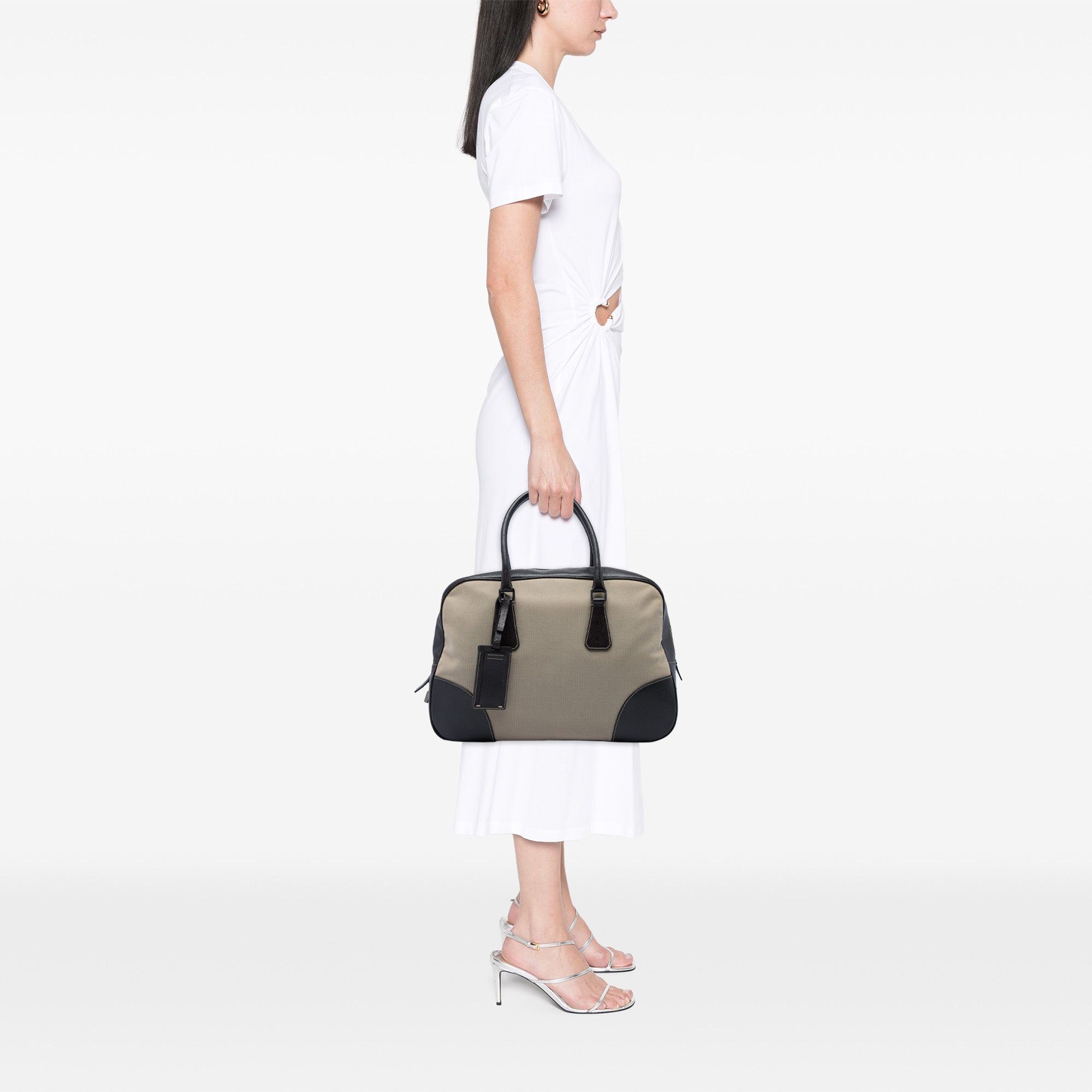 Prada Cinghiale Trimmed Canvas Canapa Bauletto Bag Size ONE SIZE - 5 Thumbnail