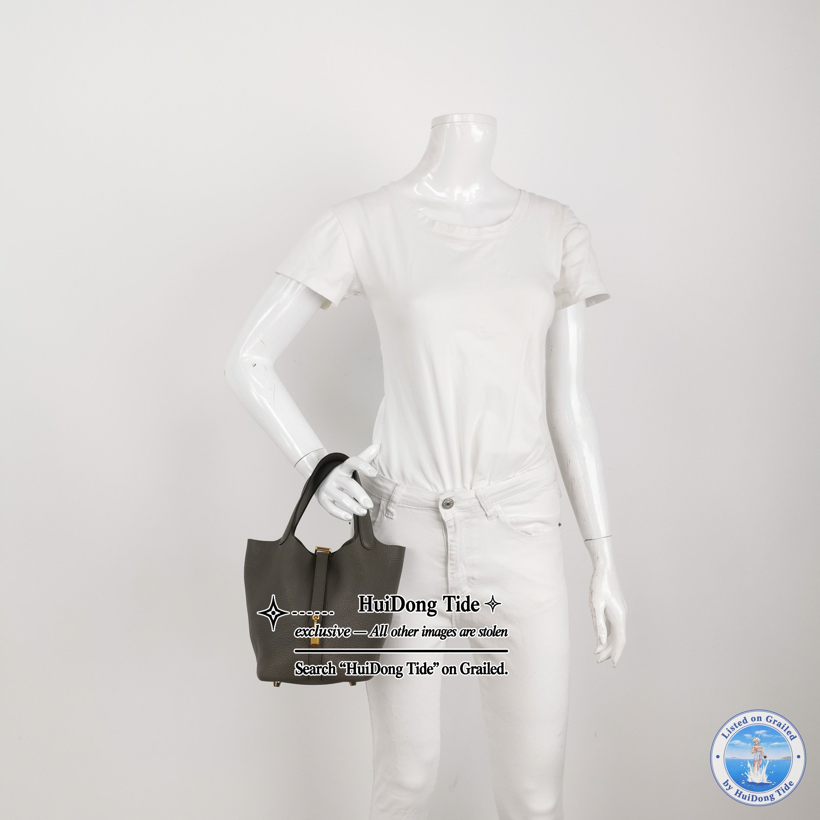 Hermes Hermes Picotin 18 Clemence Leather Etoupe Size 18 Size ONE SIZE - 2 Thumbnail