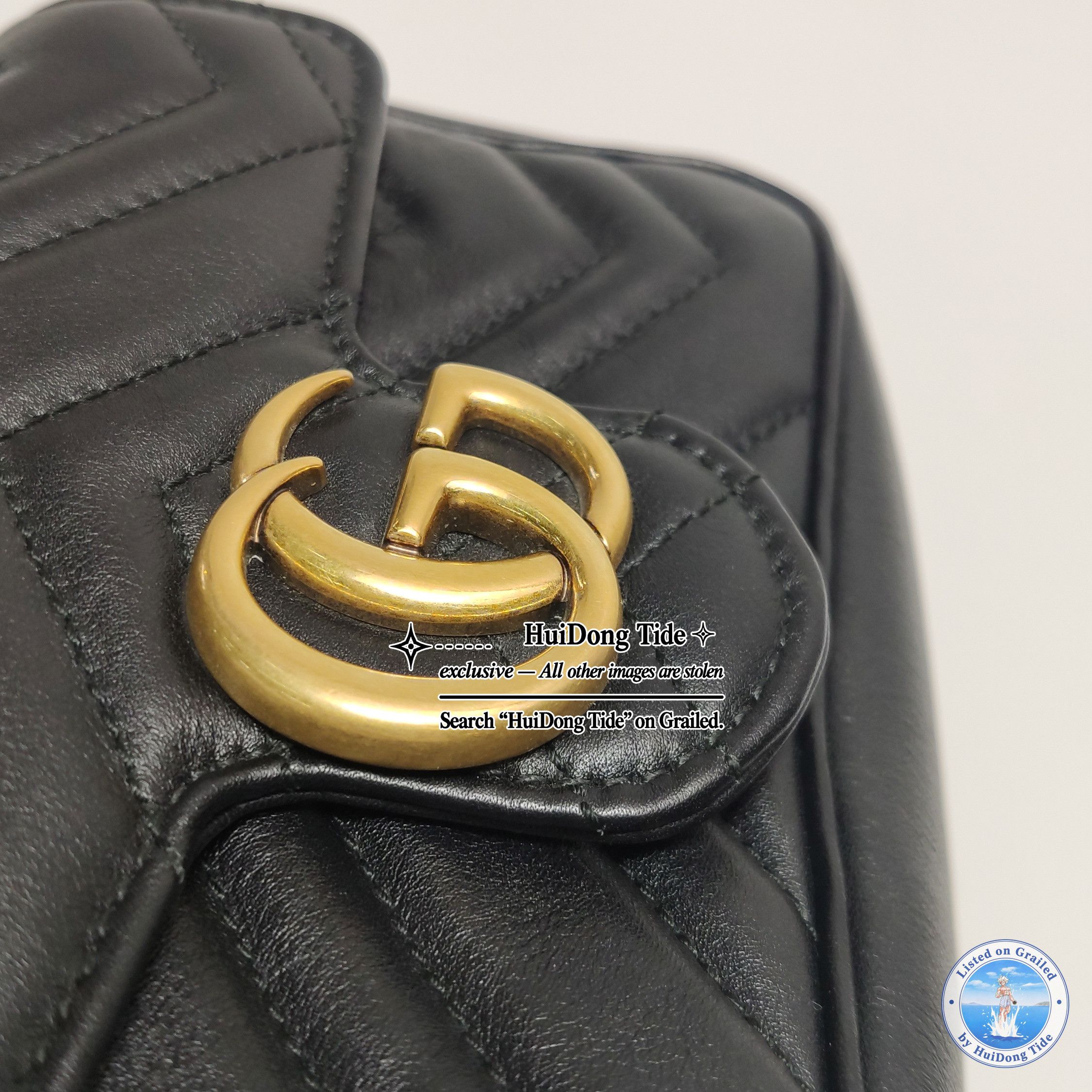Gucci Gucci GG Marmont Black Leather Mini Shoulder Bag Size ONE SIZE - 8 Thumbnail