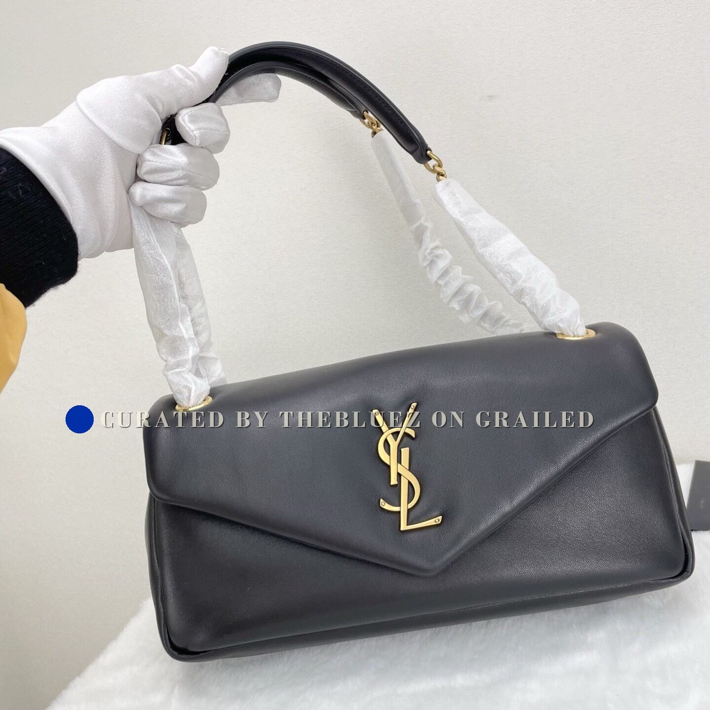 Saint Laurent Paris YSL Calypso Black Leather Handbag Size ONE SIZE - 7 Thumbnail