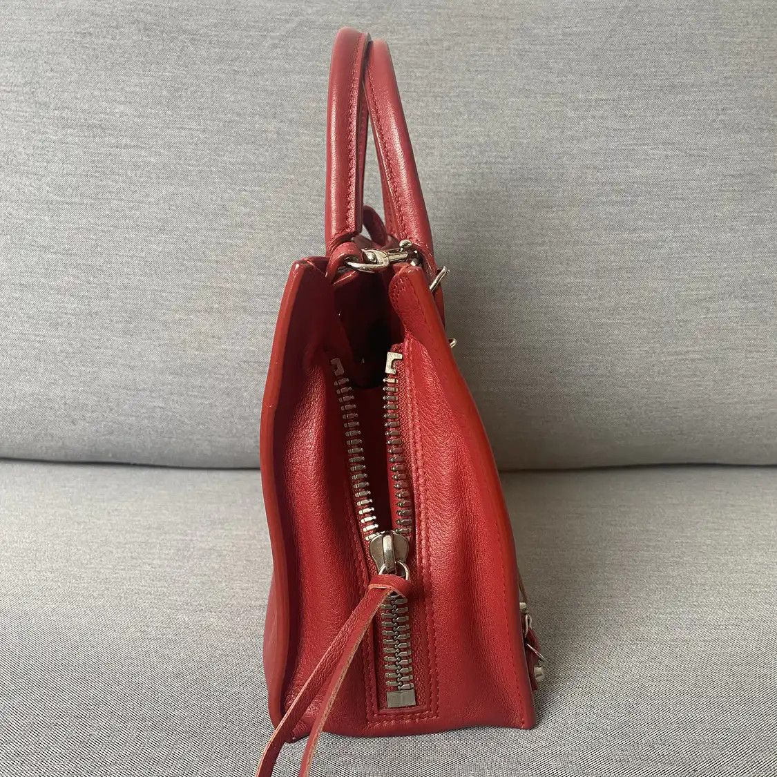 Balenciaga BALENCIAGA Papier red cowhide leather stud fringe crossbody bag Size ONE SIZE - 3 Thumbnail