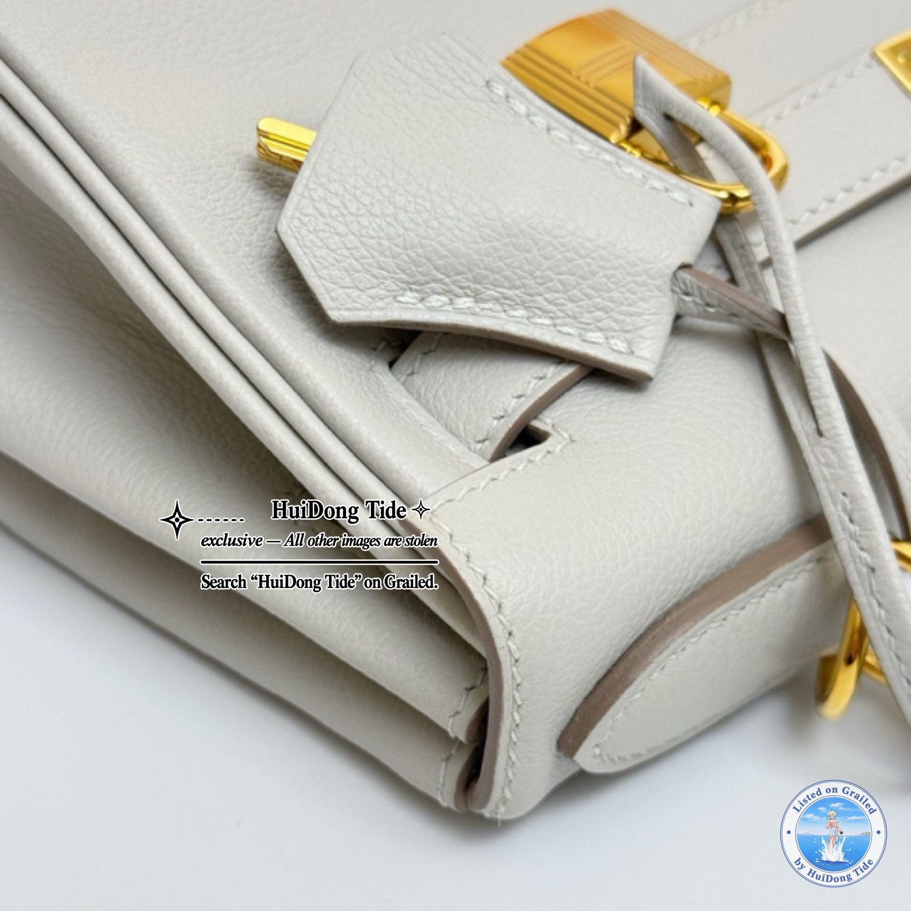 Hermes Hermes Kelly 28 Evercolor Leather Pearl Gray Gold Hardware Size ONE SIZE - 7 Thumbnail