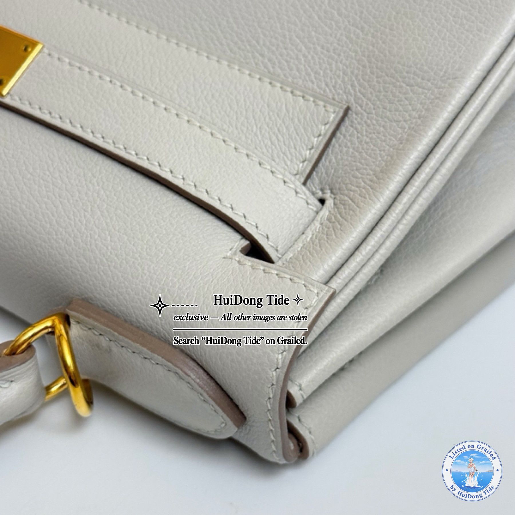 Hermes Hermes Kelly 28 Evercolor Leather Pearl Gray Gold Hardware Size ONE SIZE - 8 Thumbnail
