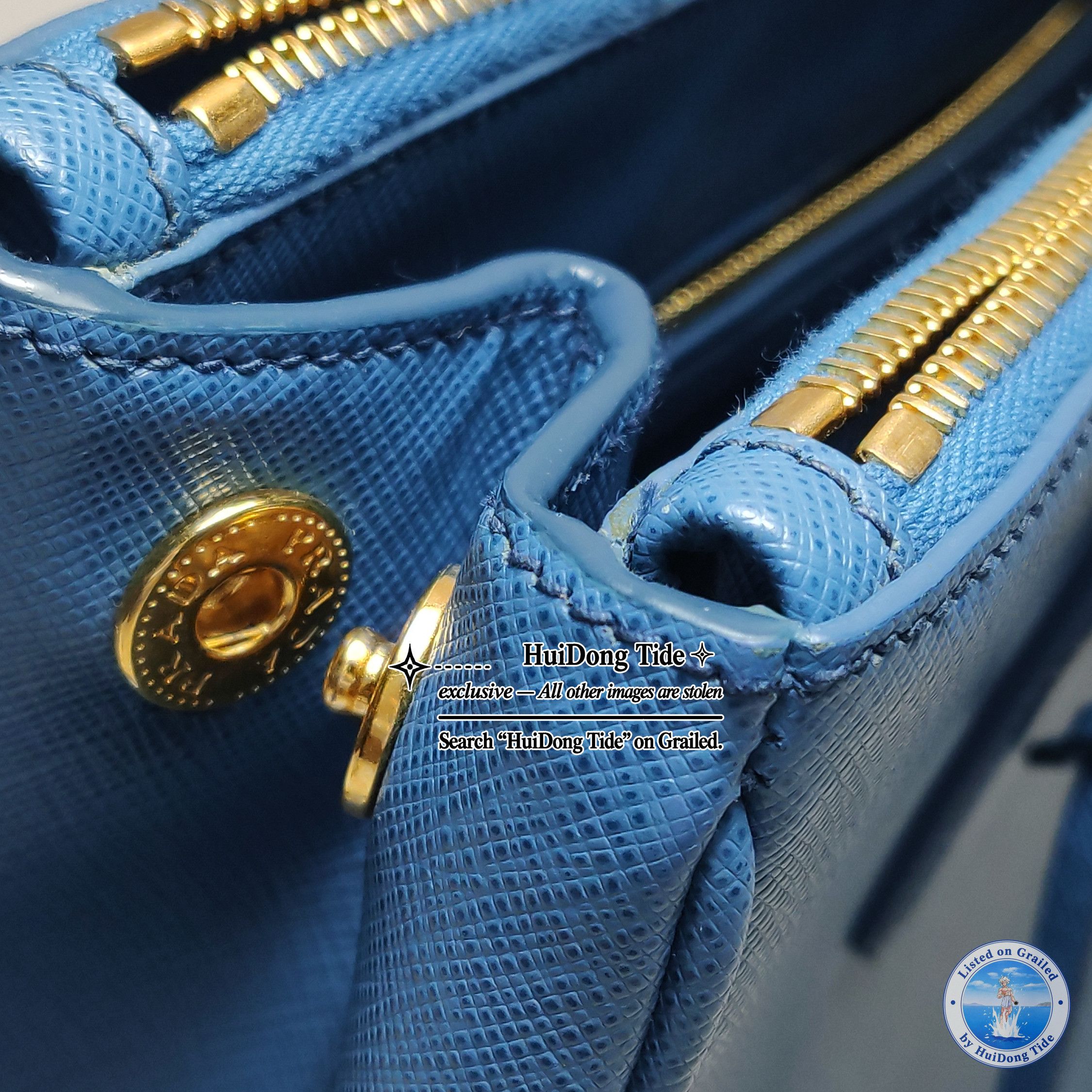 Prada Prada Galleria Saffiano Leather Tote Bag Blue Size ONE SIZE - 18 Thumbnail