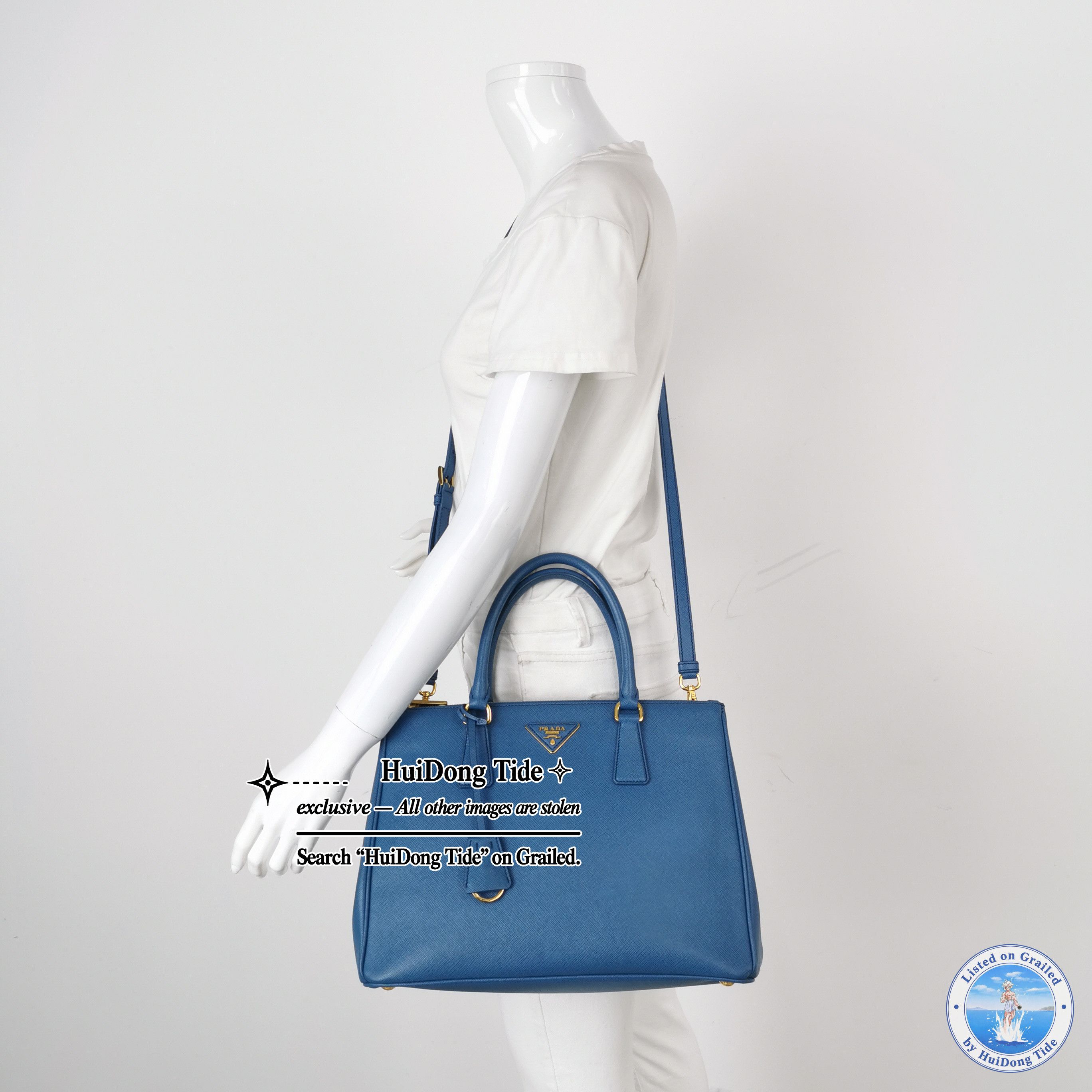Prada Prada Galleria Saffiano Leather Tote Bag Blue Size ONE SIZE - 2 Thumbnail