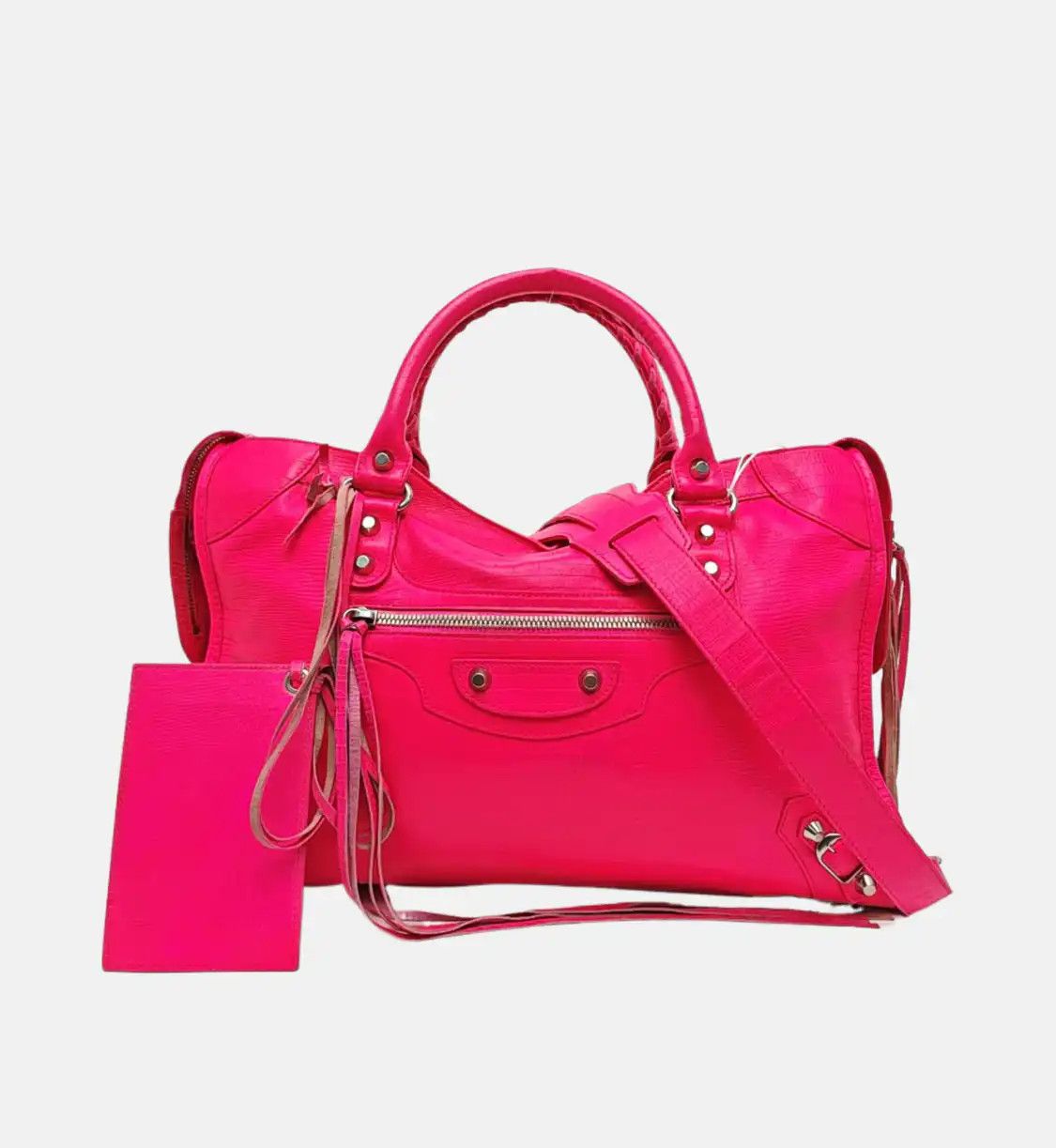 Balenciaga BALENCIAGA Classic City pink sheepskin stud shoulder bag handbag silver hardware Size ONE SIZE - 8 Thumbnail