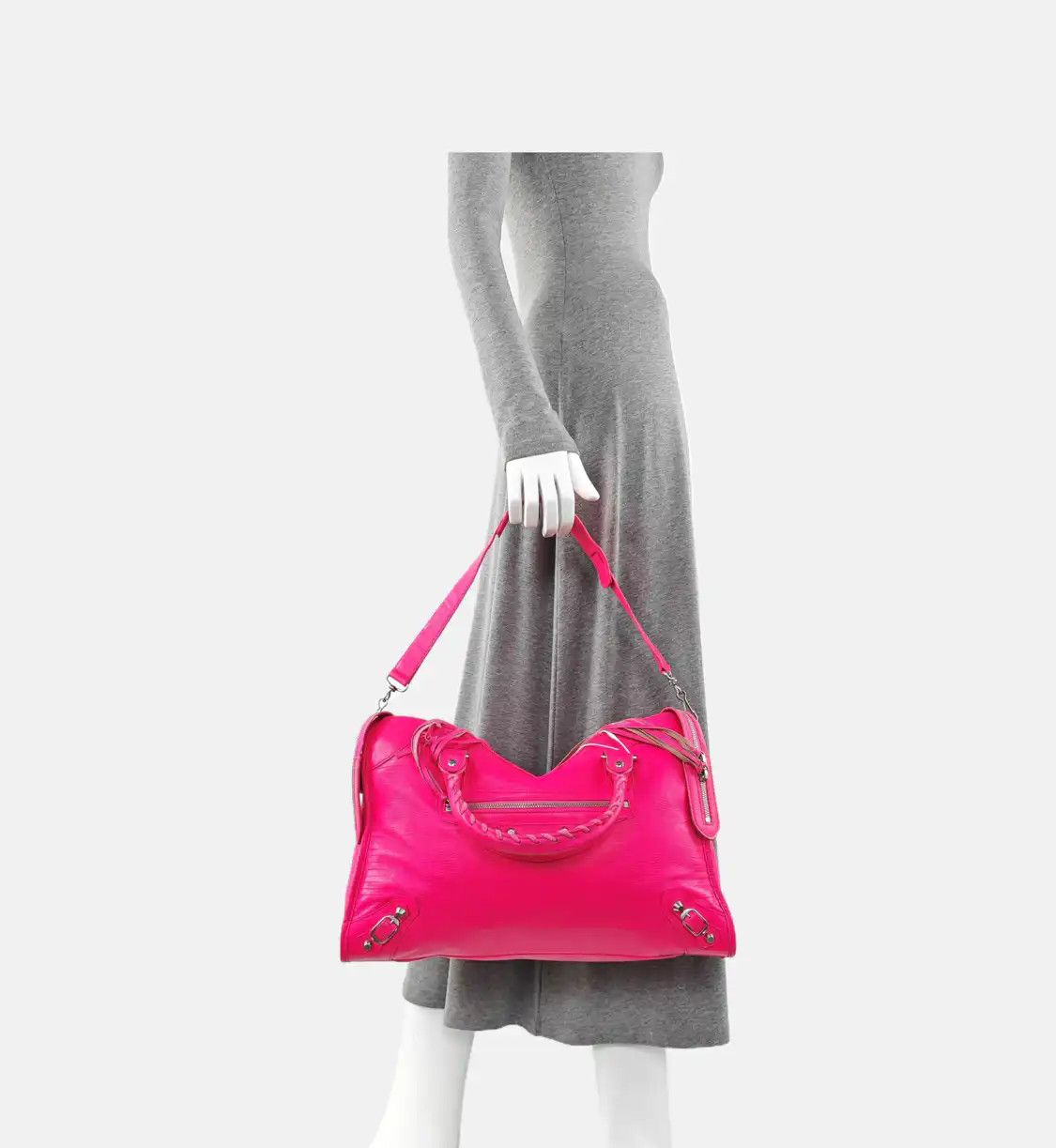 Balenciaga BALENCIAGA Classic City pink sheepskin stud shoulder bag handbag silver hardware Size ONE SIZE - 2 Thumbnail