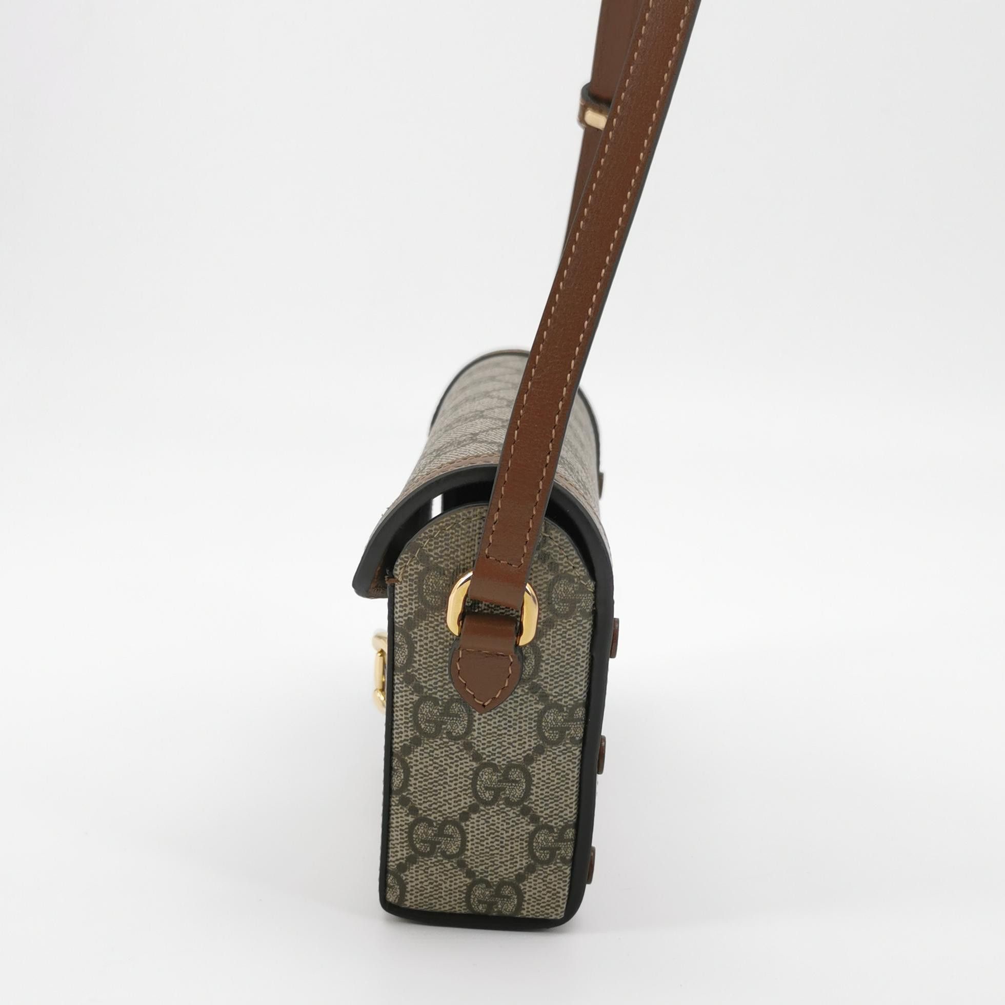 Gucci Gucci 1955 GG Supreme Horsebit Shoulder Bag ONE SIZE Size ONE SIZE - 3 Thumbnail