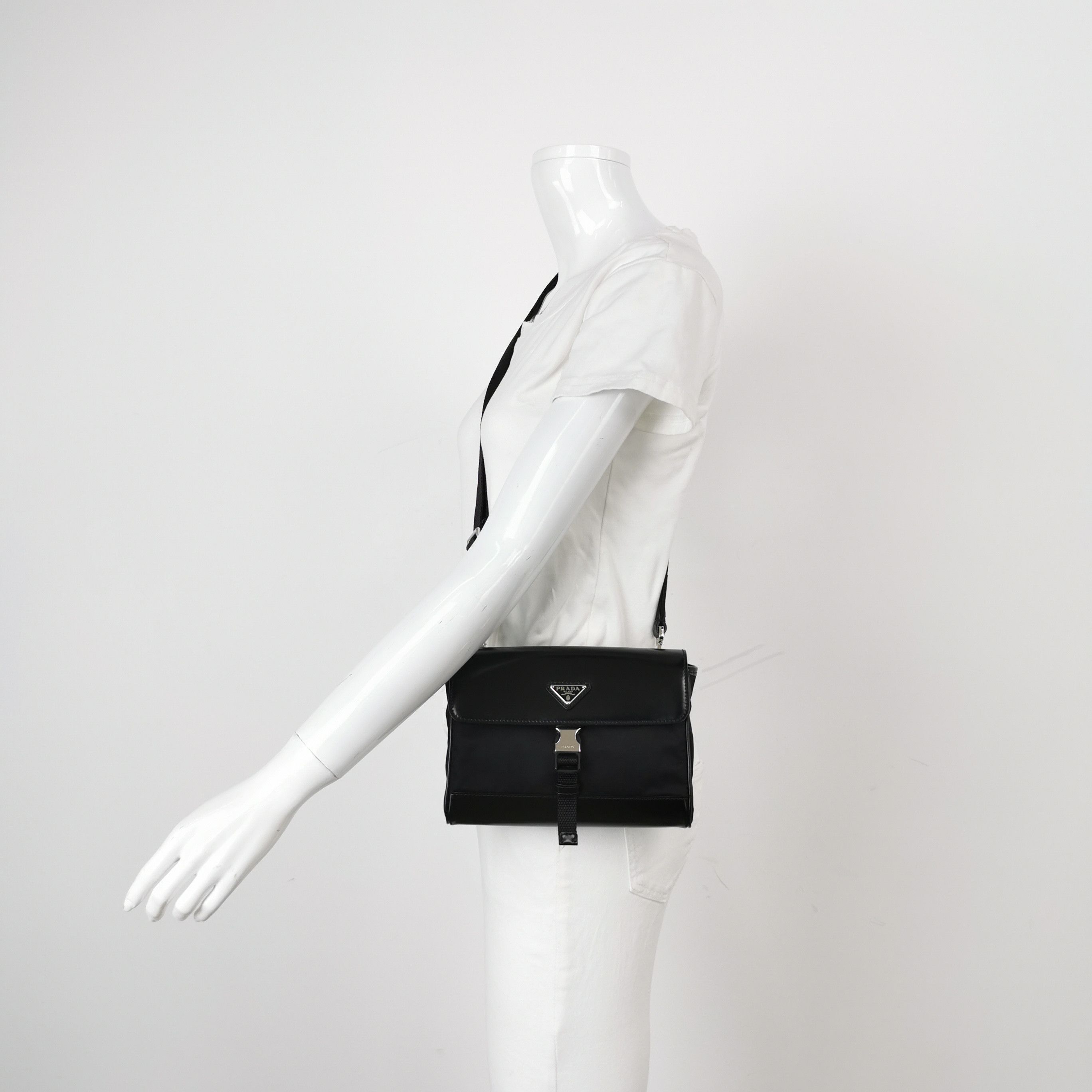Prada Prada Nylon Leather Triangle Logo Shoulder Bag Size ONE SIZE - 2 Thumbnail