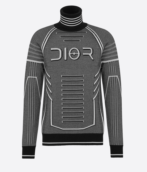 Dior Dior x Sorayama Technical Wool Turtleneck Metallic Sweater S