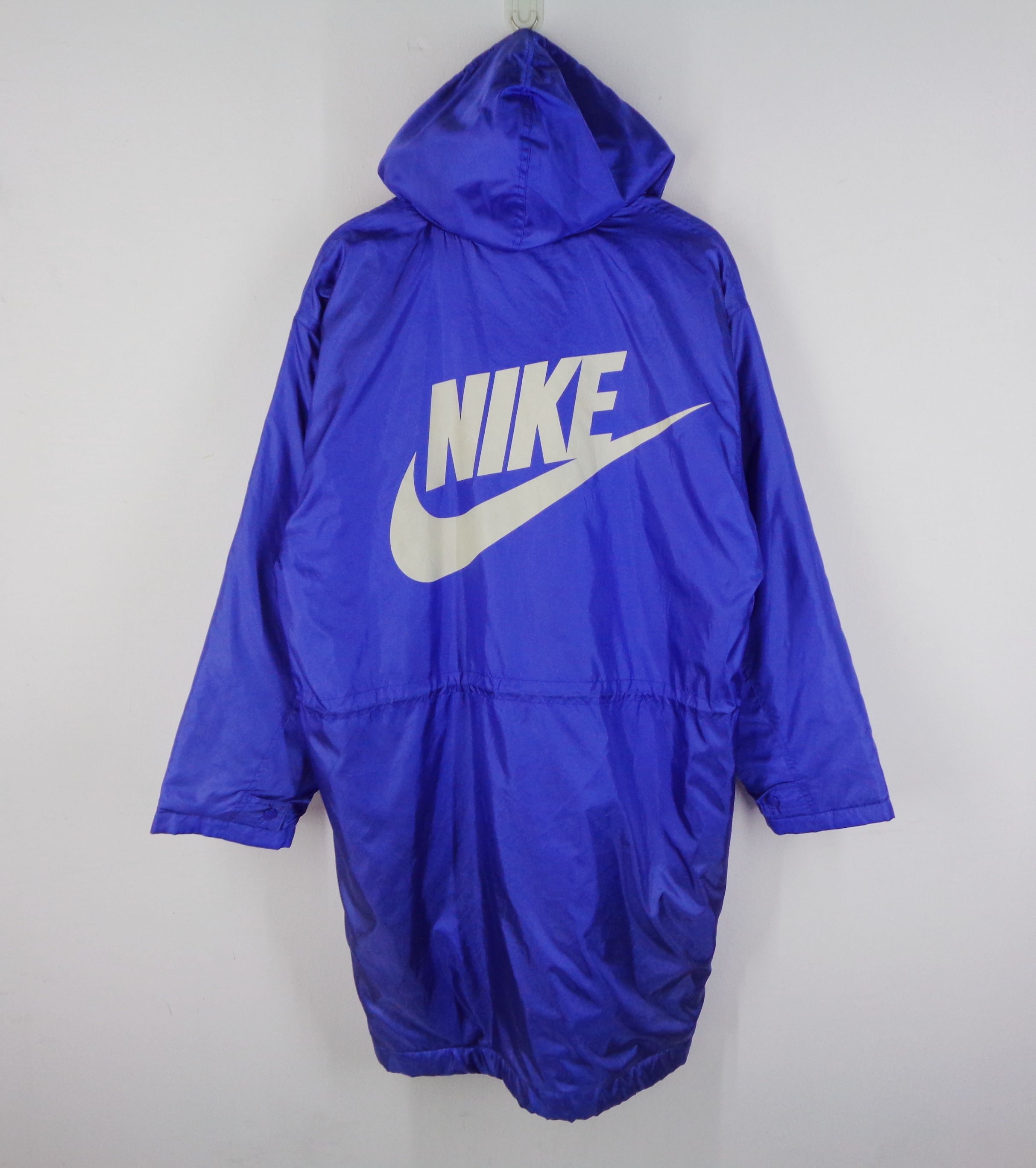 Nike Nike Jacket Vintage Windbreaker Vintage 90's Nike Made In Japan Swoosh Big Logo Long Winter Jacket Size Men's L | Grailed