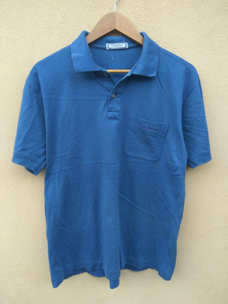 Yves Saint Laurent Vintage YSL collar tee small logo polos Size US L / EU 52-54 / 3 - 1 Thumbnail