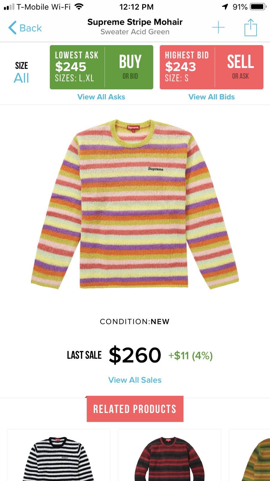 Supreme Supreme Stripe Mohair Sweater Size US XL / EU 56 / 4 - 5 Thumbnail
