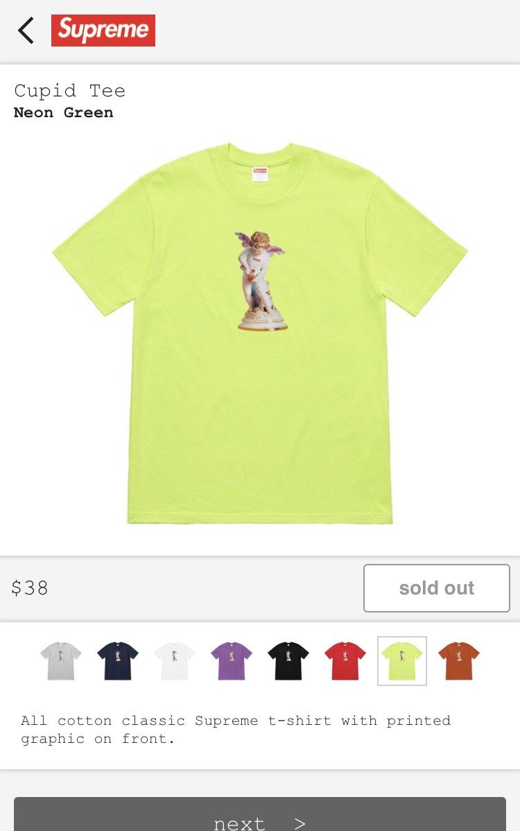 Supreme Cupid Neon Green シュプリーム キューピッド Tシャツ Supreme Cupid Neon Green シュプリーム キューピッド Tシャツ T