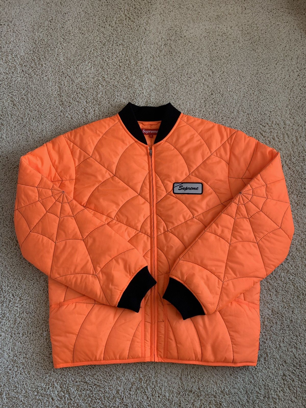 Supreme Supreme Spider Web Quilted Work Jacket ORANGE Grailed