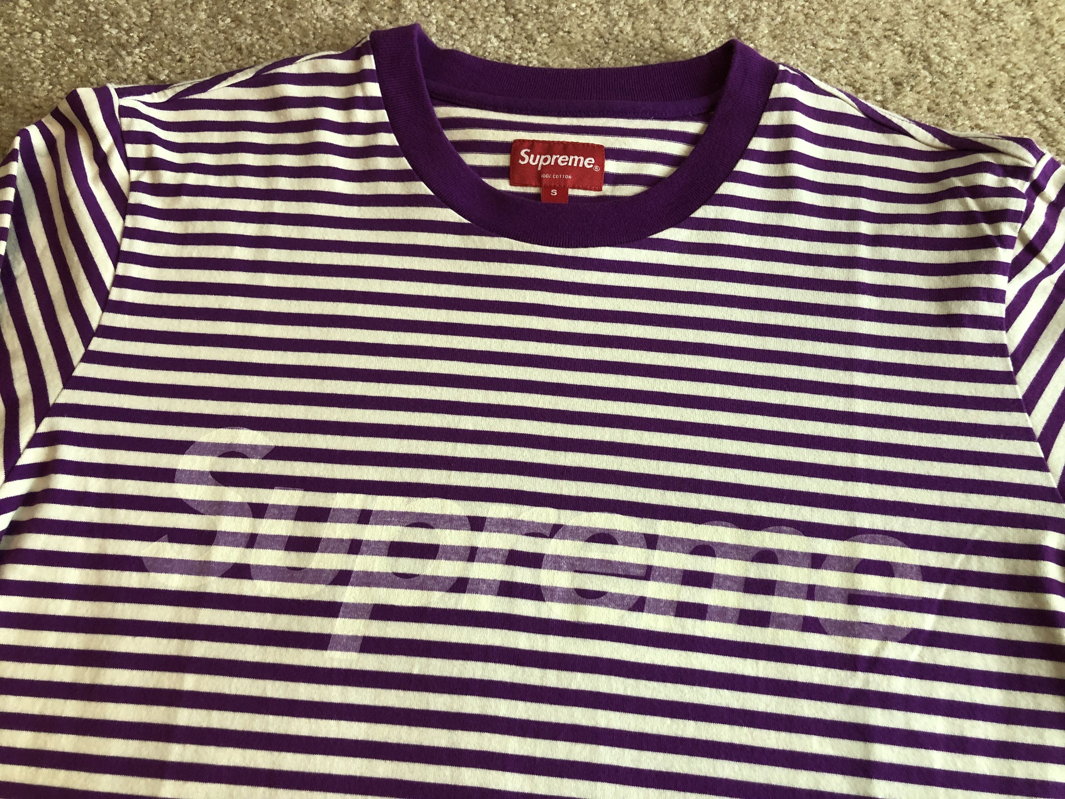 Supreme outlet FW15 Striped Logo L/S Tee Large