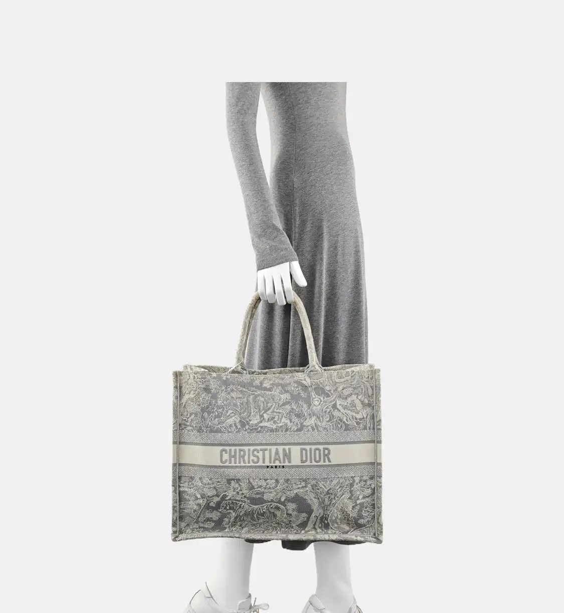 Dior DIOR Book Tote Large grey fabric jacquard handbag Size ONE SIZE - 2 Thumbnail