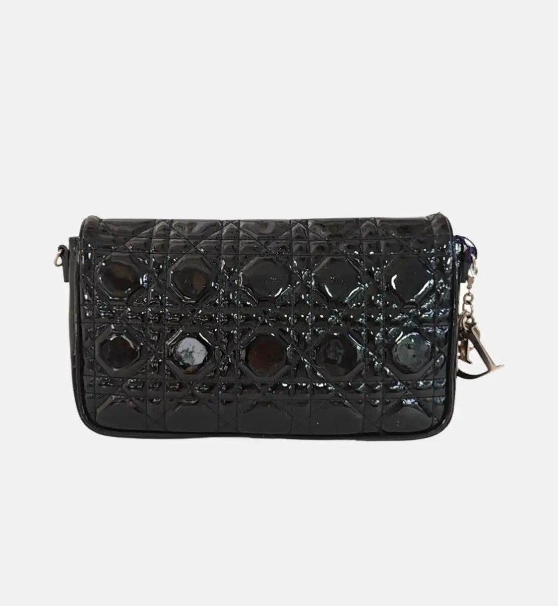 Dior DIOR Lady Dior black patent leather rattan plaid quilted shoulder bag crossbody Size ONE SIZE - 4 Thumbnail
