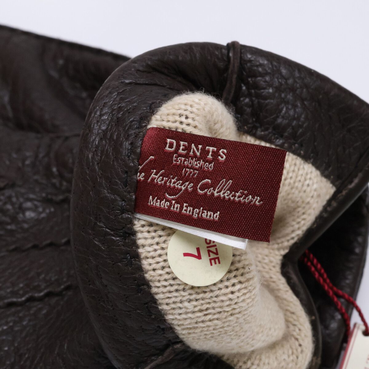 Dents Cashmere Lined Peccary Gloves Bark Size 7 in Brown, Men's — image 6 of 6