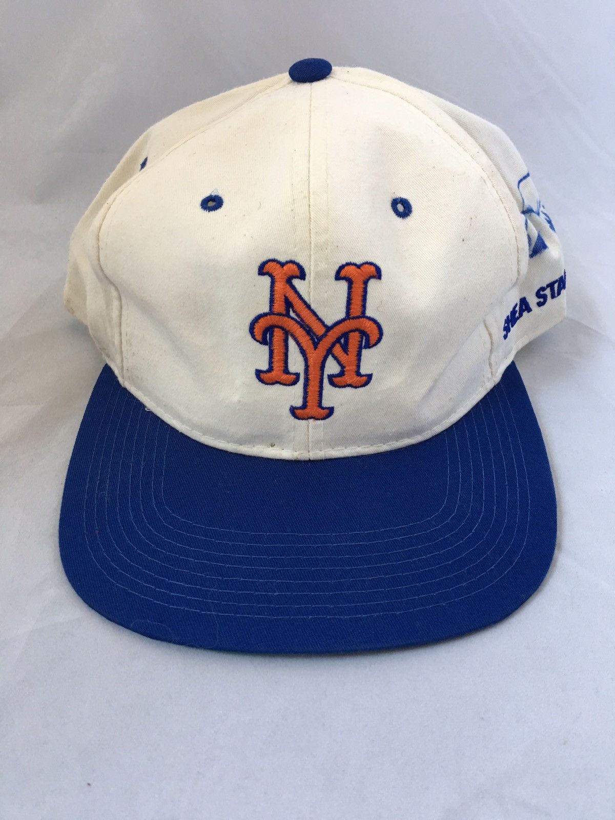 image of Mlb x Starter Ny Mets Starter Vintage Signed Autograph Hat in White/Blue, Men's