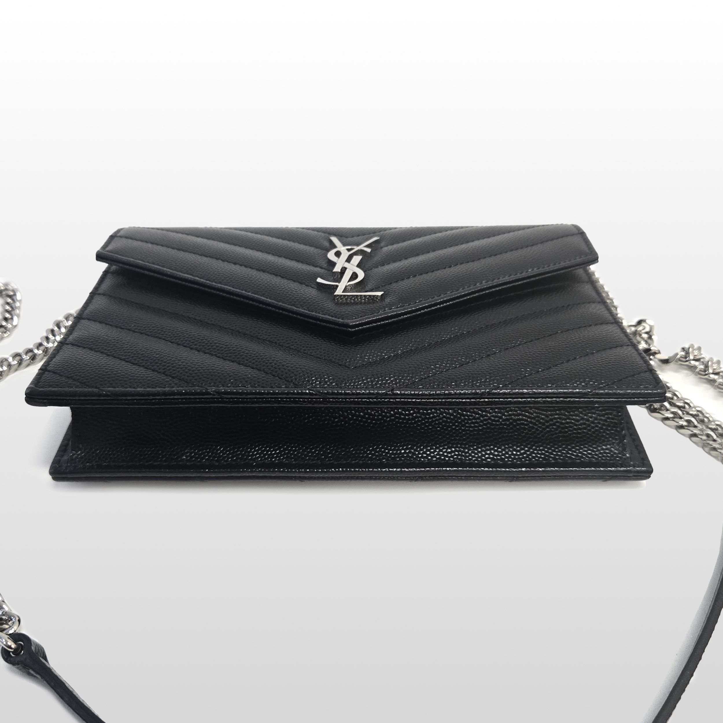 Yves Saint Laurent Envelope Grain de Poudre Leather Small WOC Crossbody Bag Bla Size ONE SIZE - 5 Thumbnail