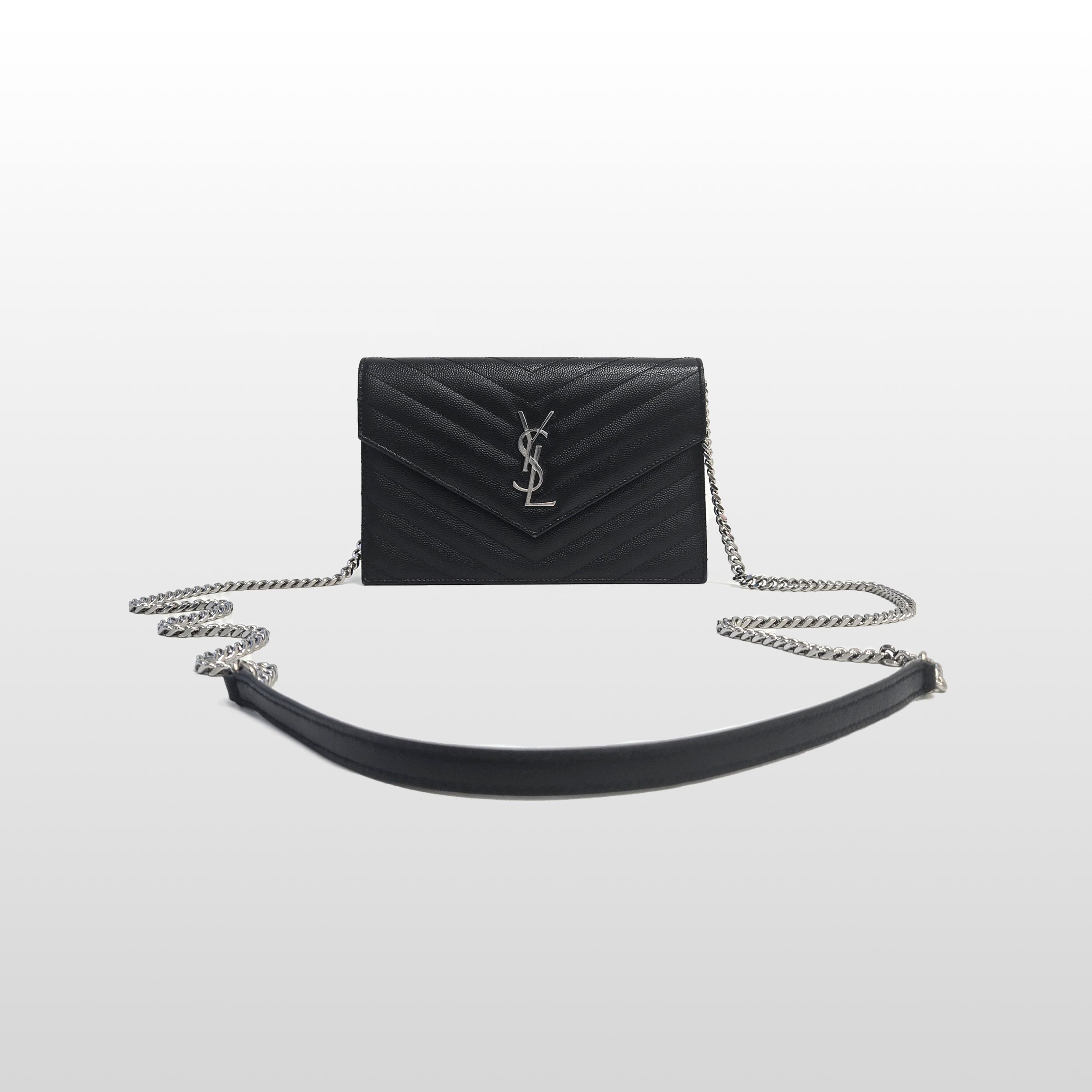 Yves Saint Laurent Envelope Grain de Poudre Leather Small WOC Crossbody Bag Bla Size ONE SIZE - 2 Thumbnail