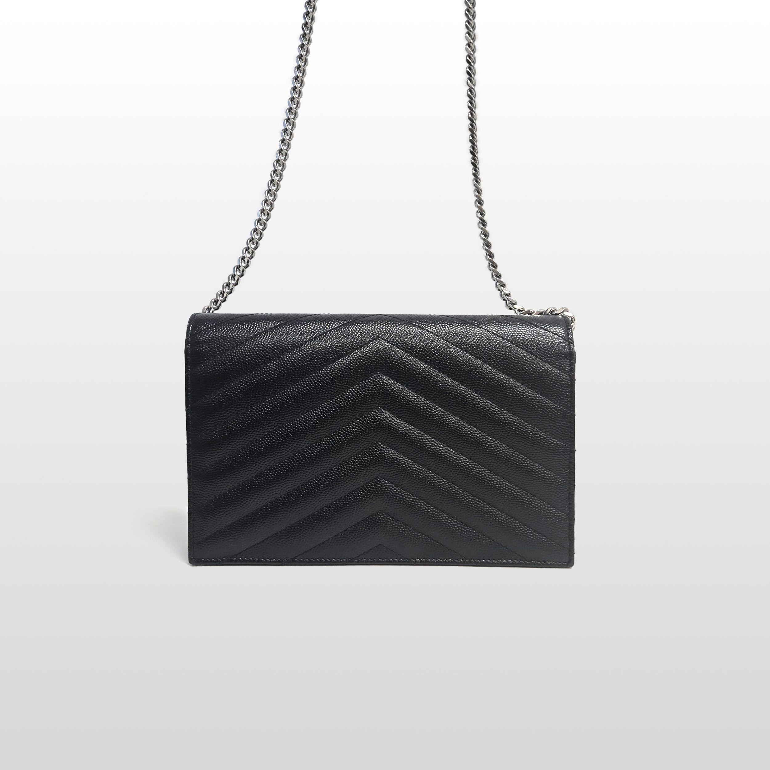 Yves Saint Laurent Envelope Grain de Poudre Leather Small WOC Crossbody Bag Bla Size ONE SIZE - 4 Thumbnail