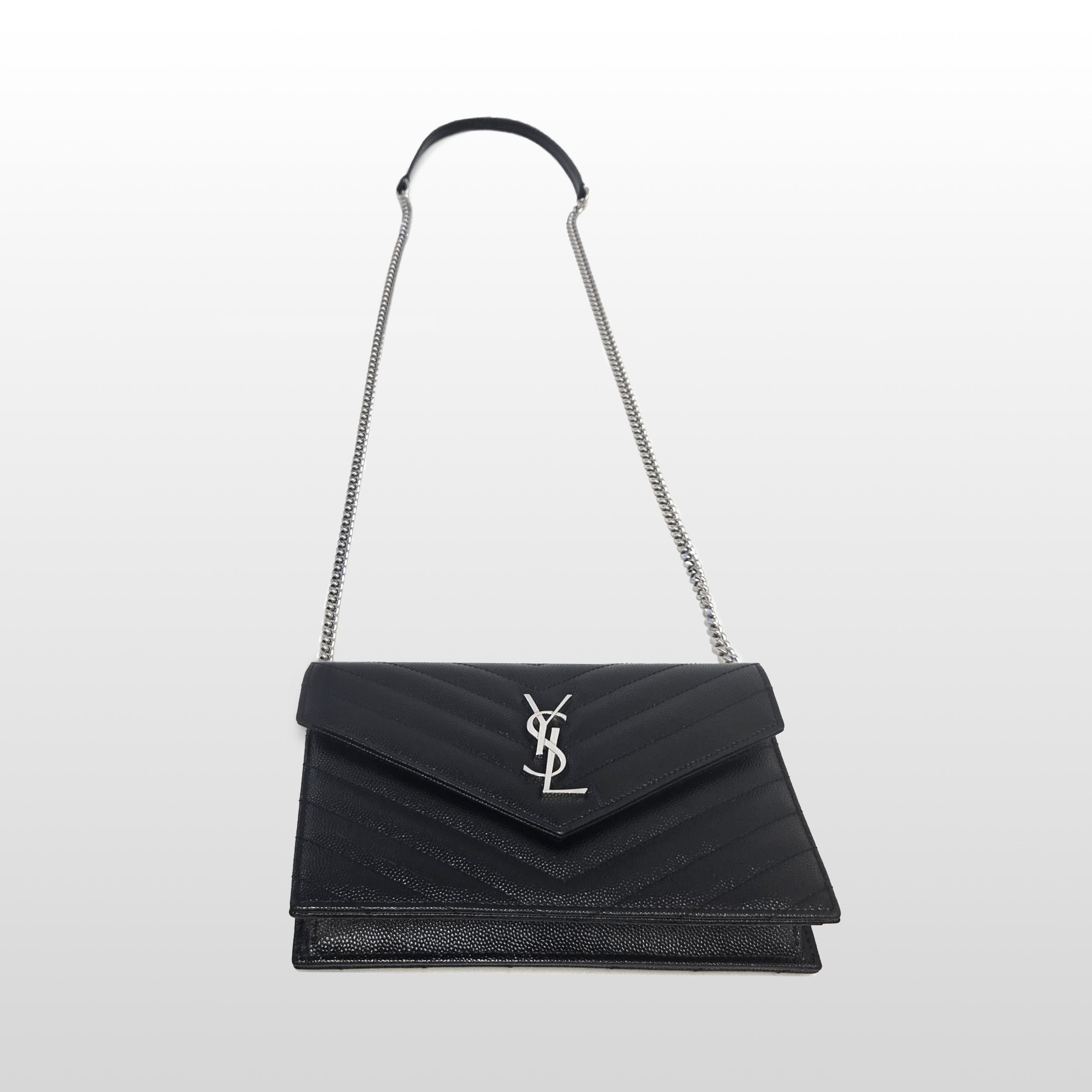 Yves Saint Laurent Envelope Grain de Poudre Leather Small WOC Crossbody Bag Bla Size ONE SIZE - 7 Thumbnail